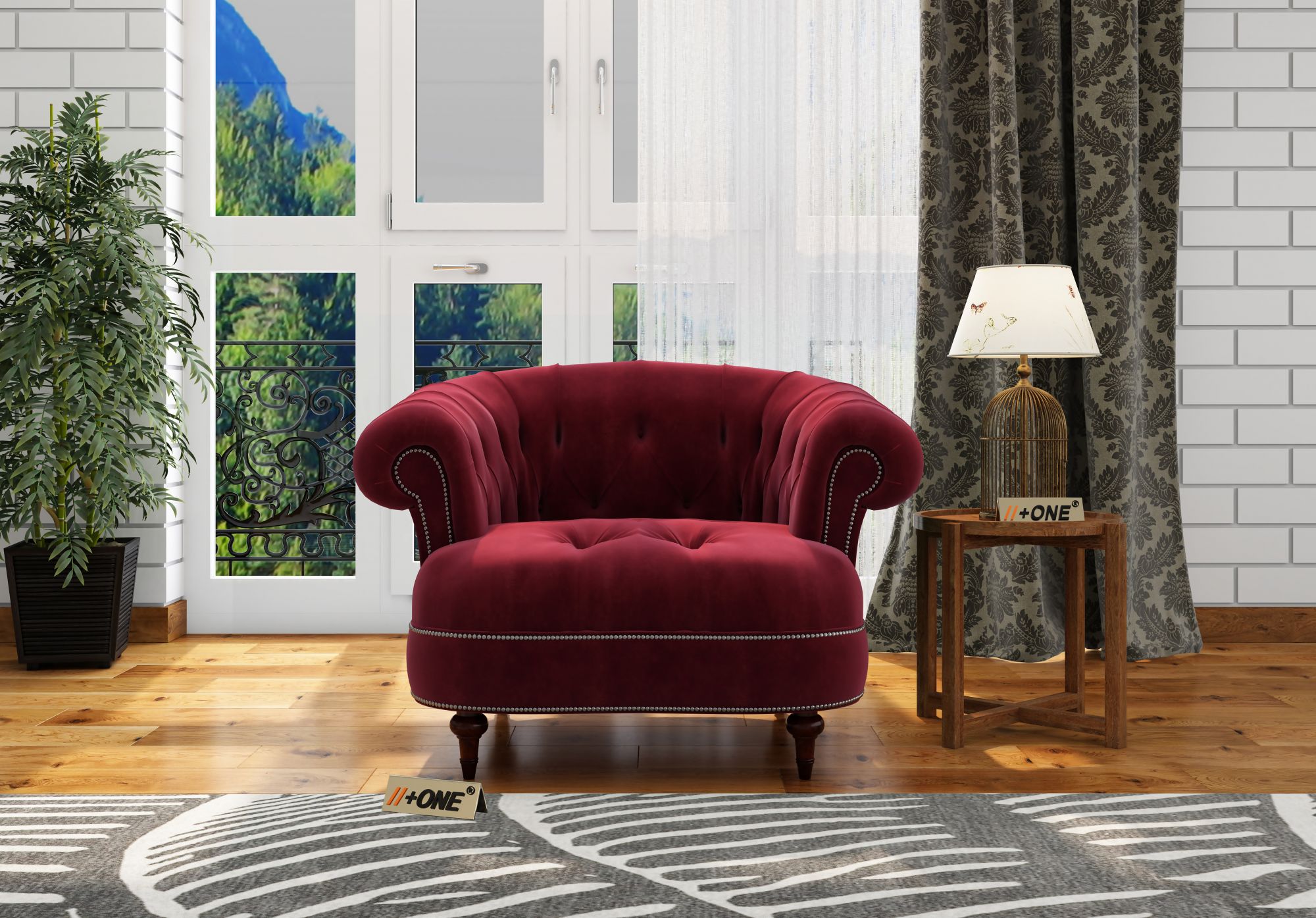 Duke Pomegranate 1 Seater Sofa