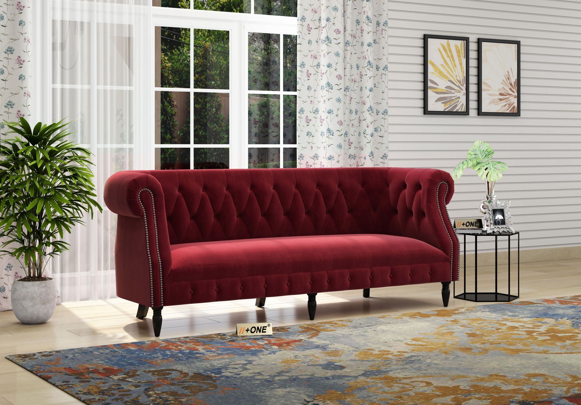 Baron Pomegranate 3 Seater Sofa