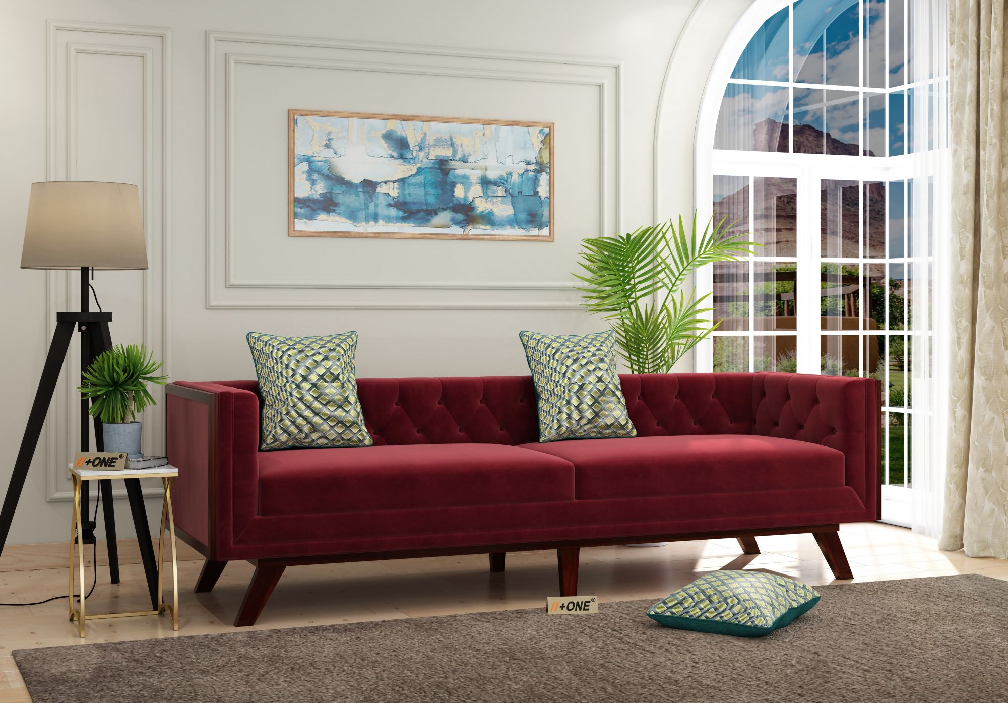 Syros Pomegranate 4 Seater Sofa