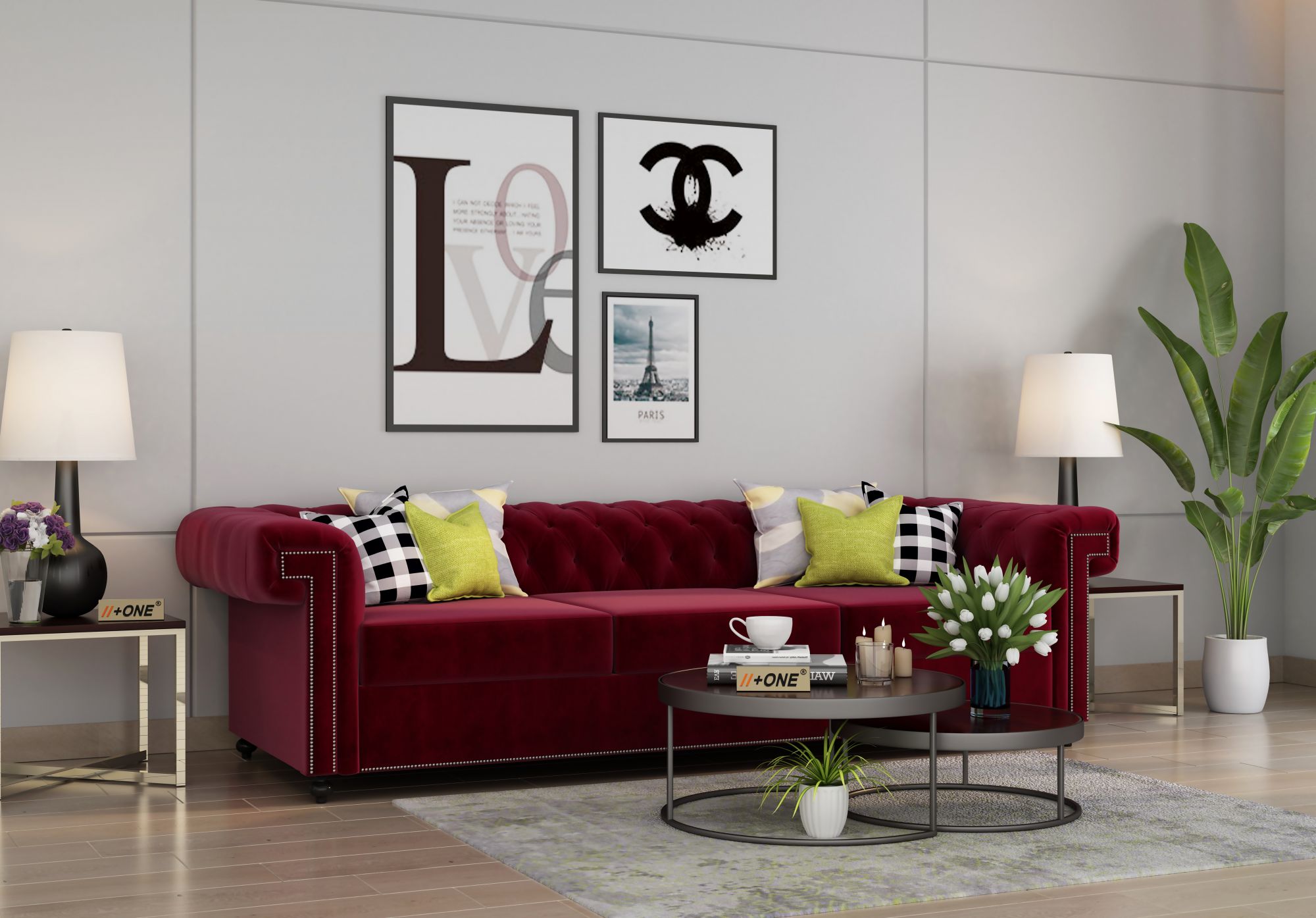 Octa Pomegranate 3 Seater Sofa