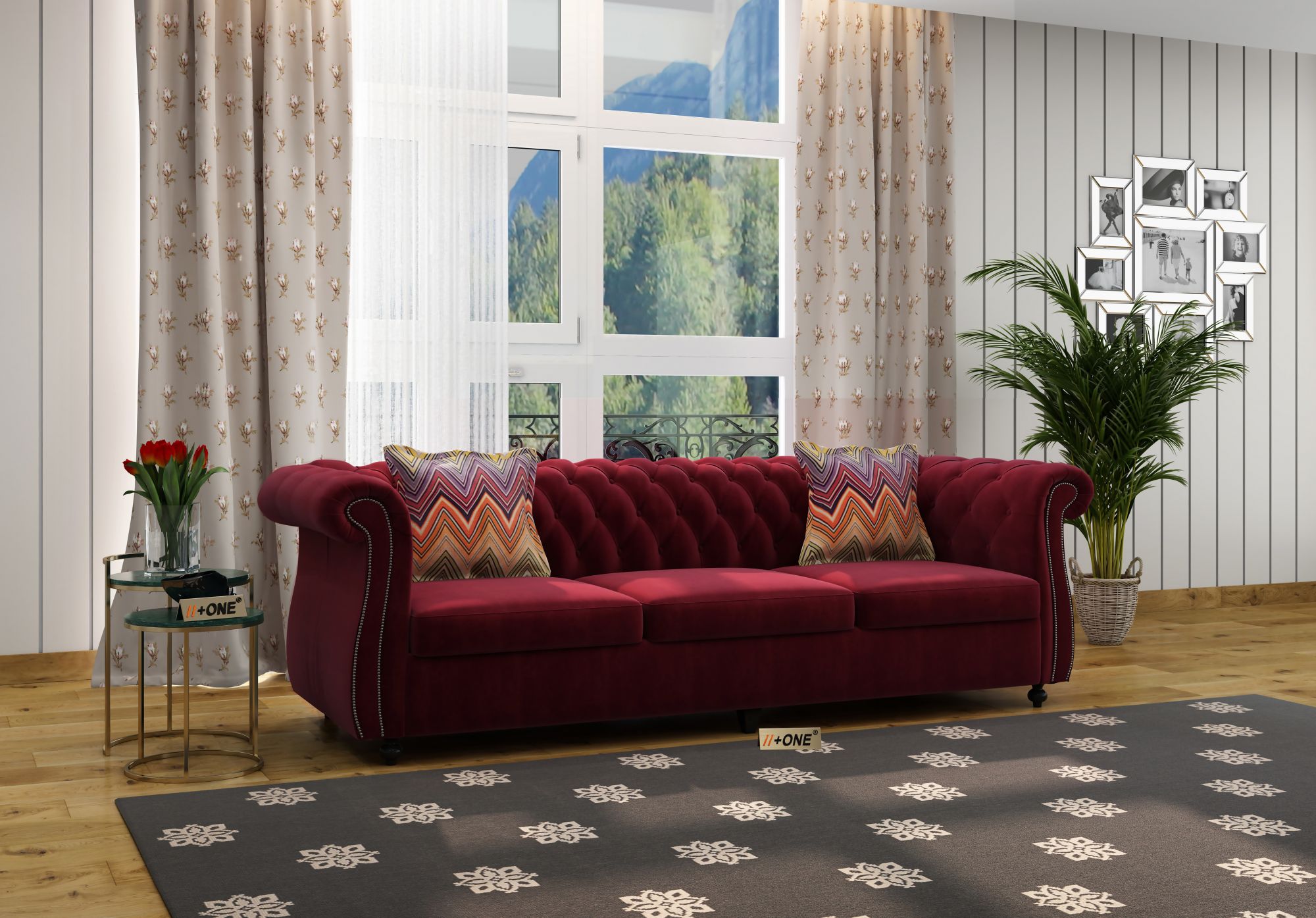 Lord Pomegranate 3 Seater Sofa