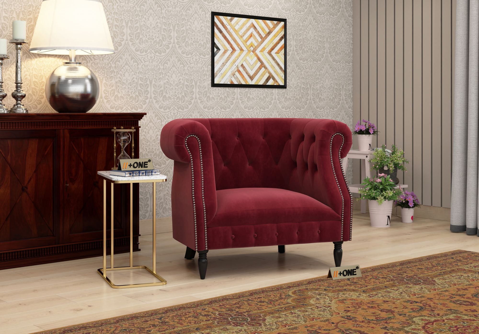 Baron Pomegranate 1 Seater Sofa