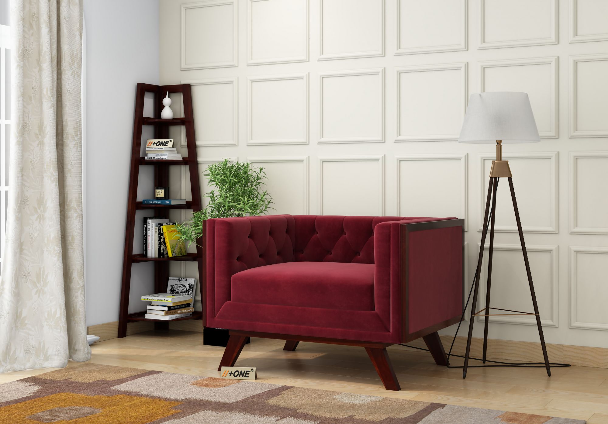 Syros Pomegranate 1 Seater Sofa