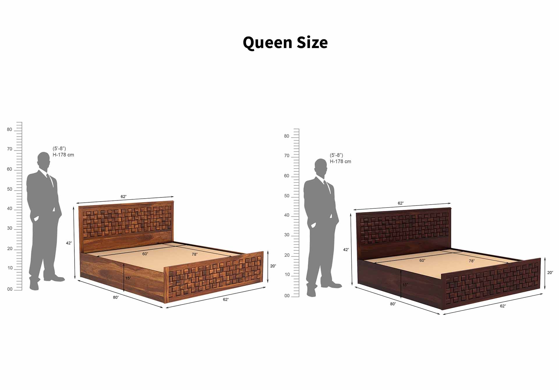 Flamingo Sheesham Wood Bed With Hydraulic Storage