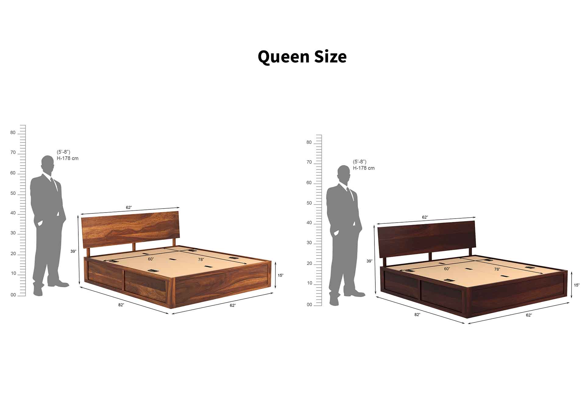 Samos Sheesham Wood Bed With Box Storage