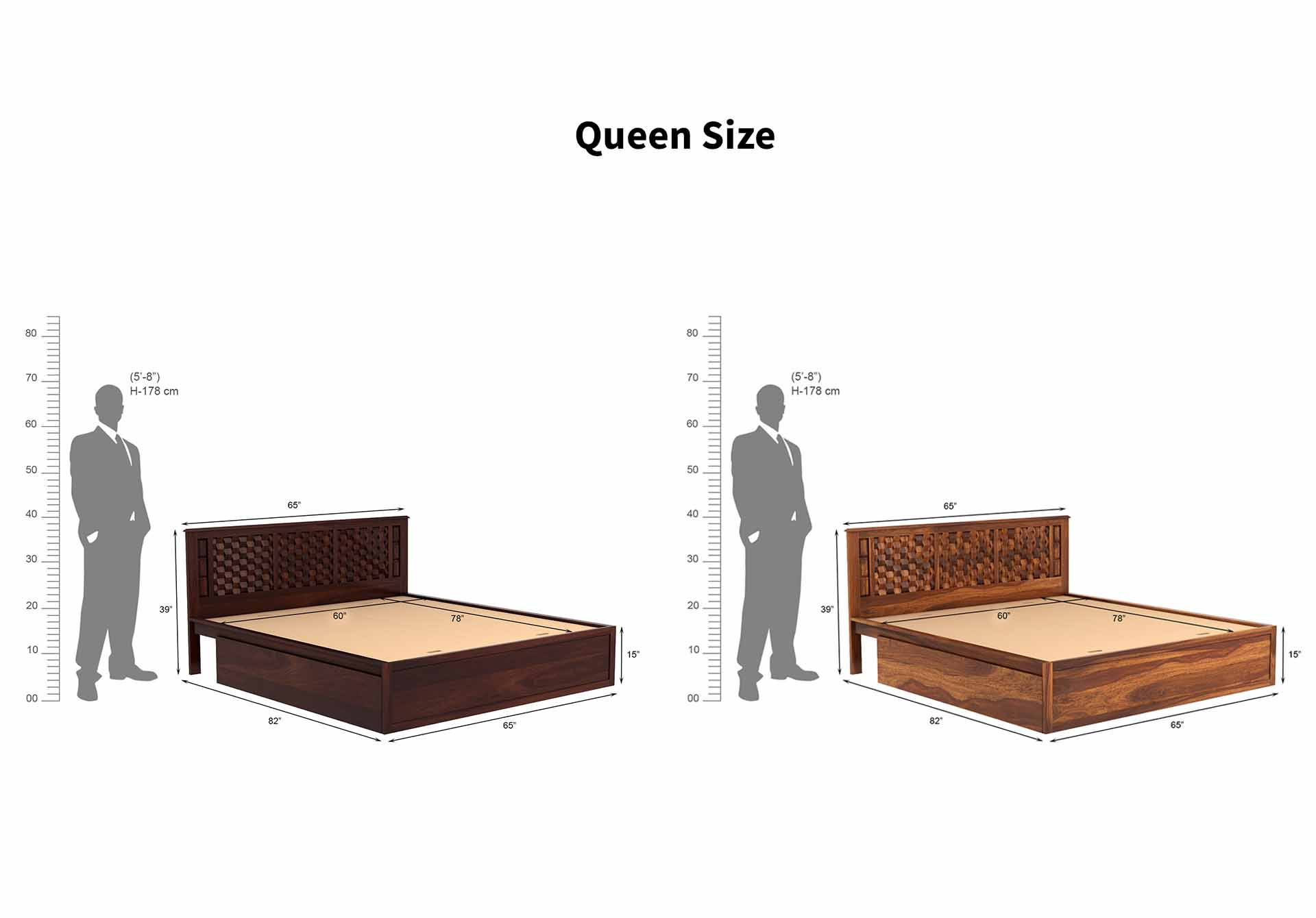 Marwar Sheesham Wood Bed With Side Drawer