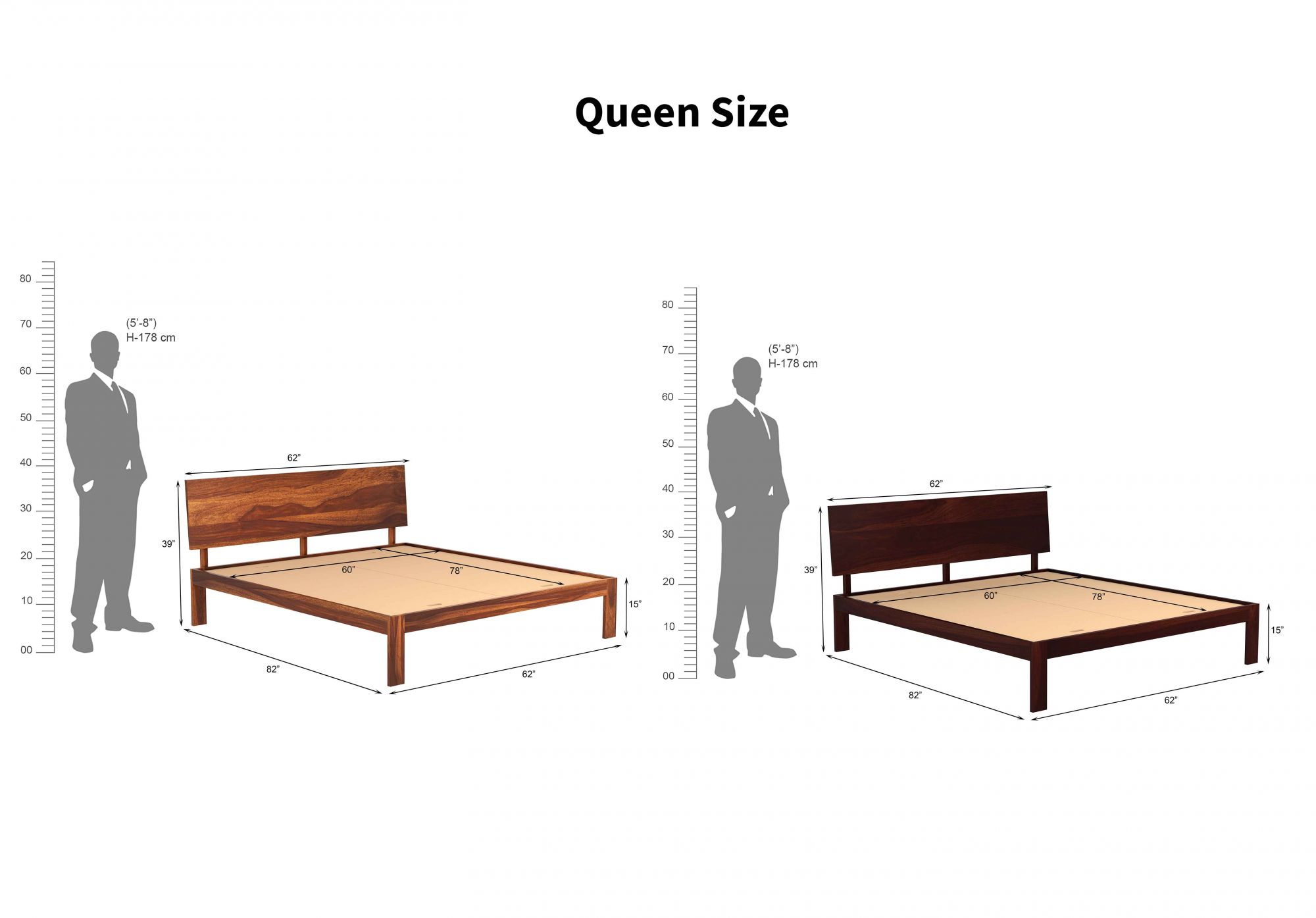 Samos Sheesham Wood Bed Without Storage