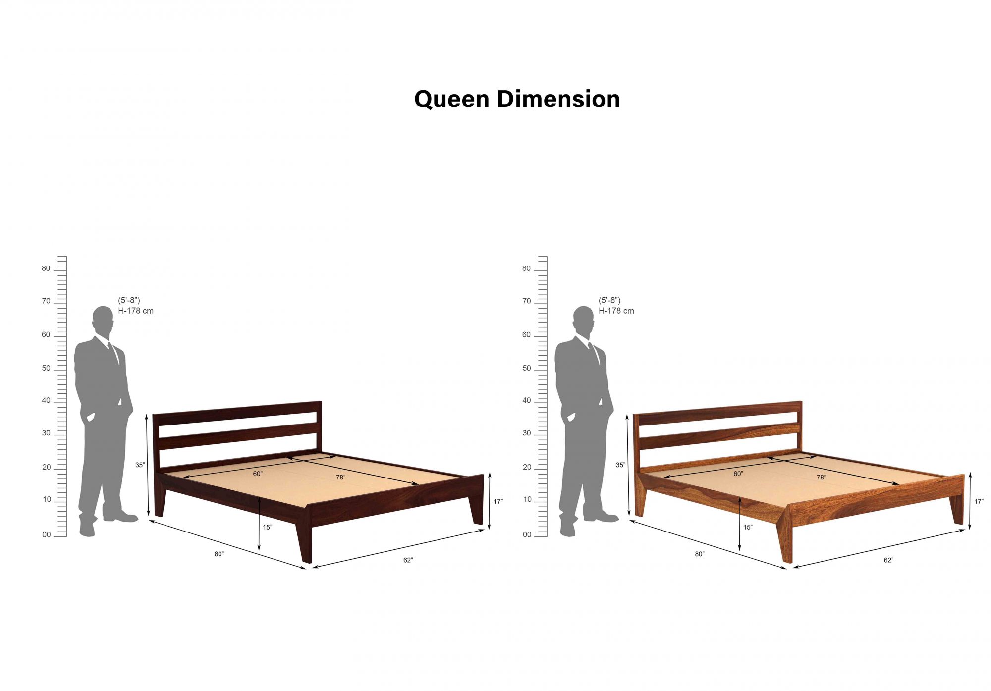 Seoul Sheesham Wood Bed Without Storage