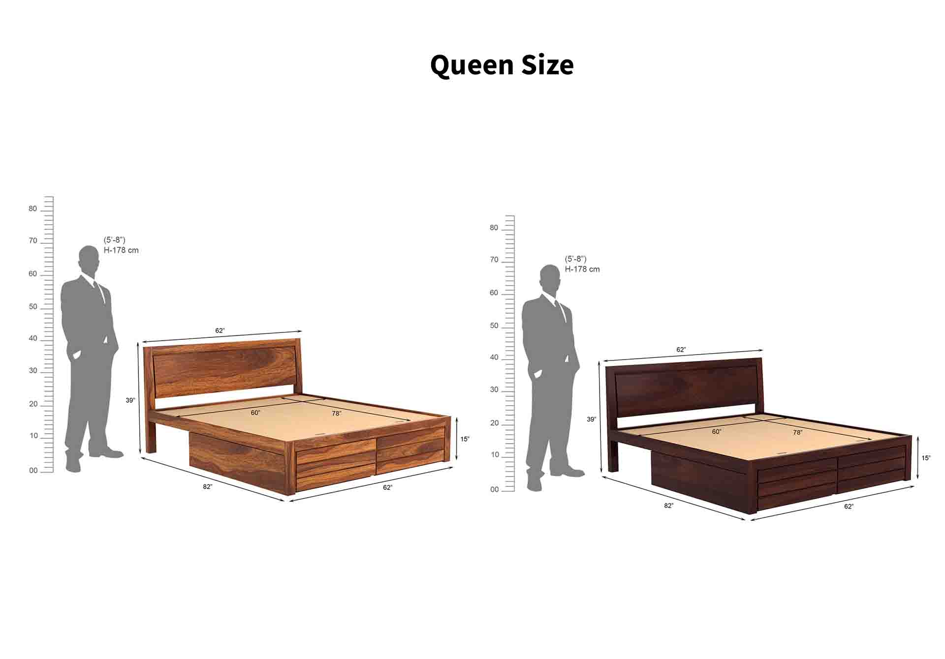 Baffin Sheesham Wood Bed With Side Drawer