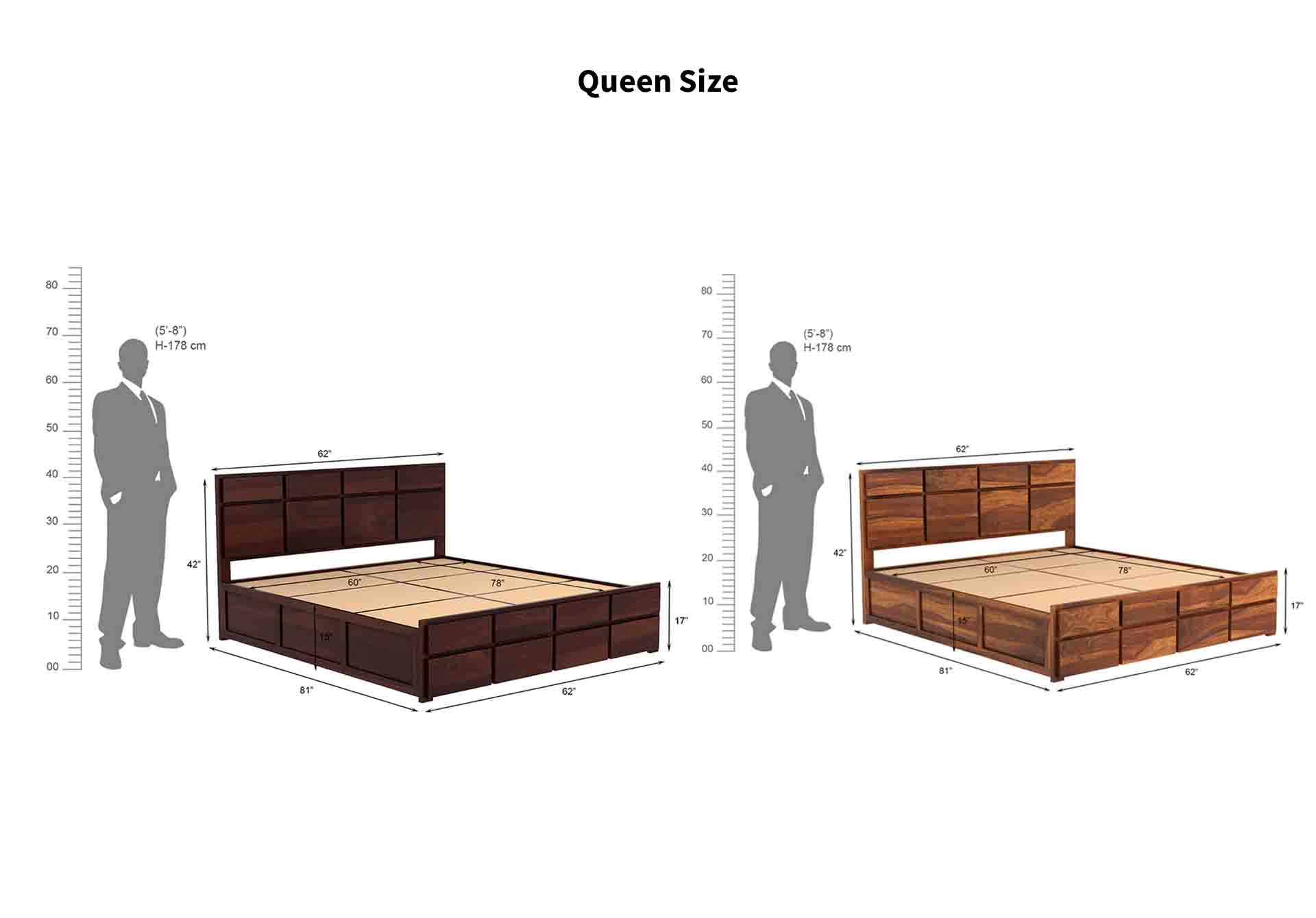 Andrott Sheesham Wood Bed with Box Storage