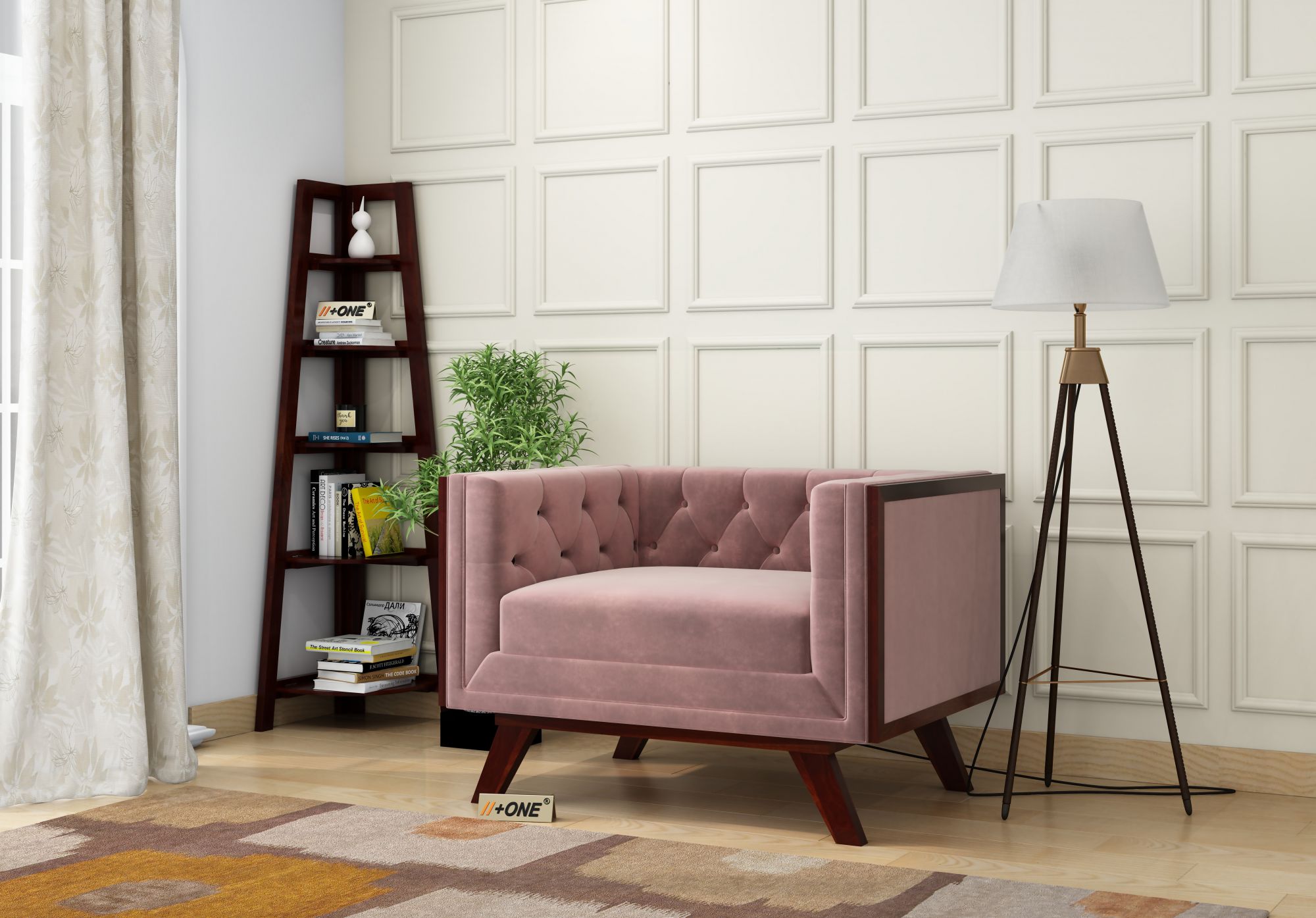 Syros Rose Dust 1 Seater Sofa