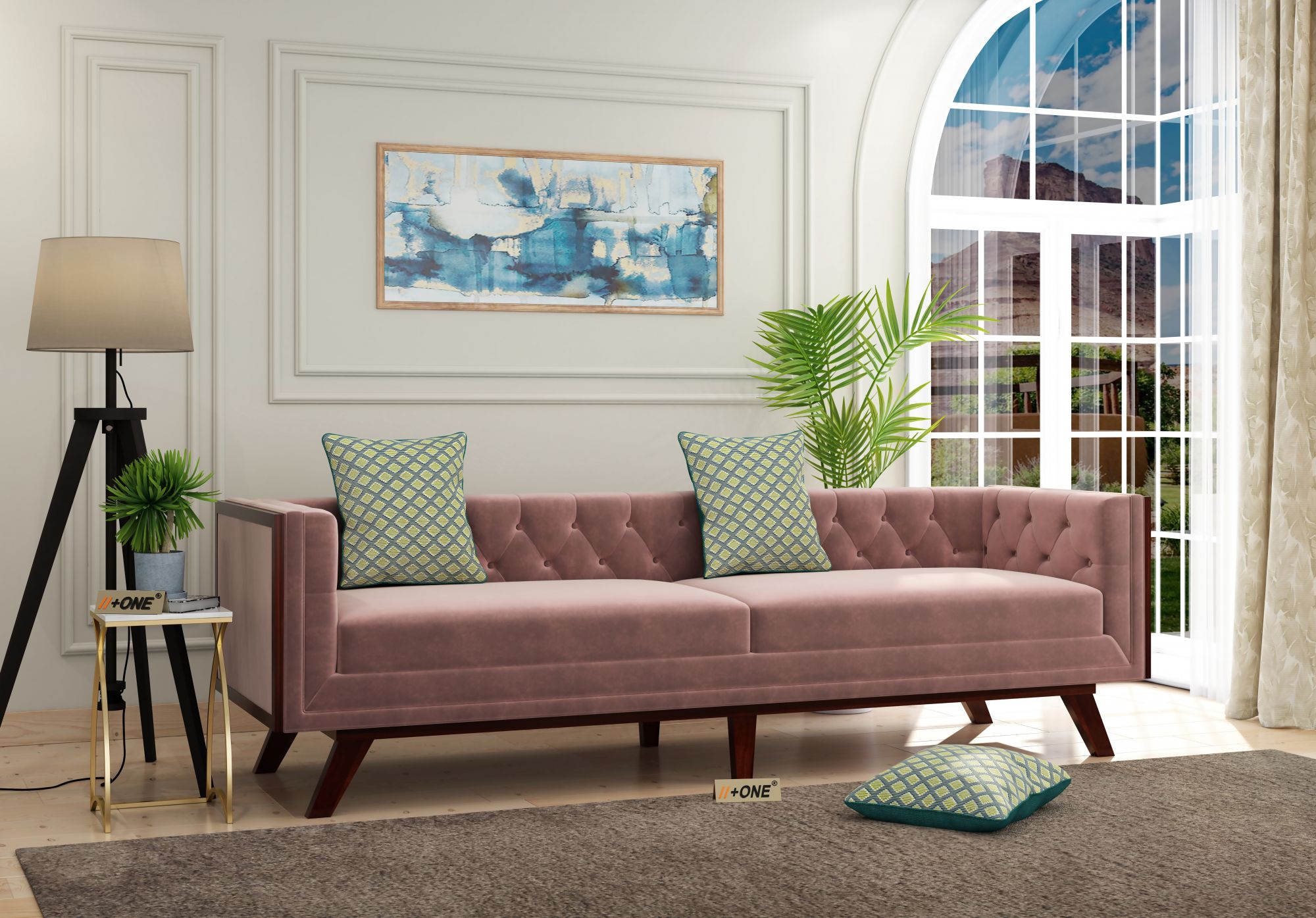 Syros Rose Dust 4 Seater Sofa