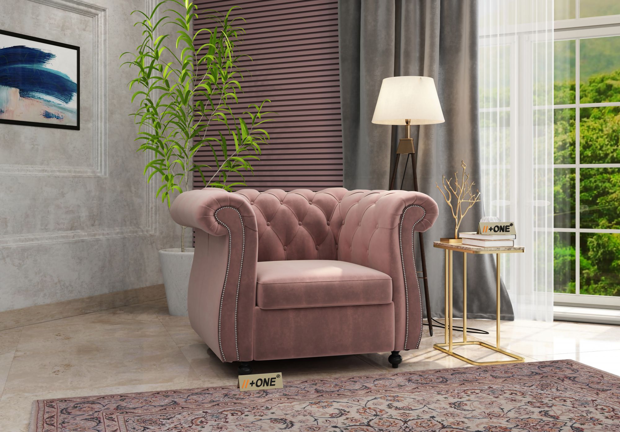 Lord Rose Dust 1 Seater Sofa