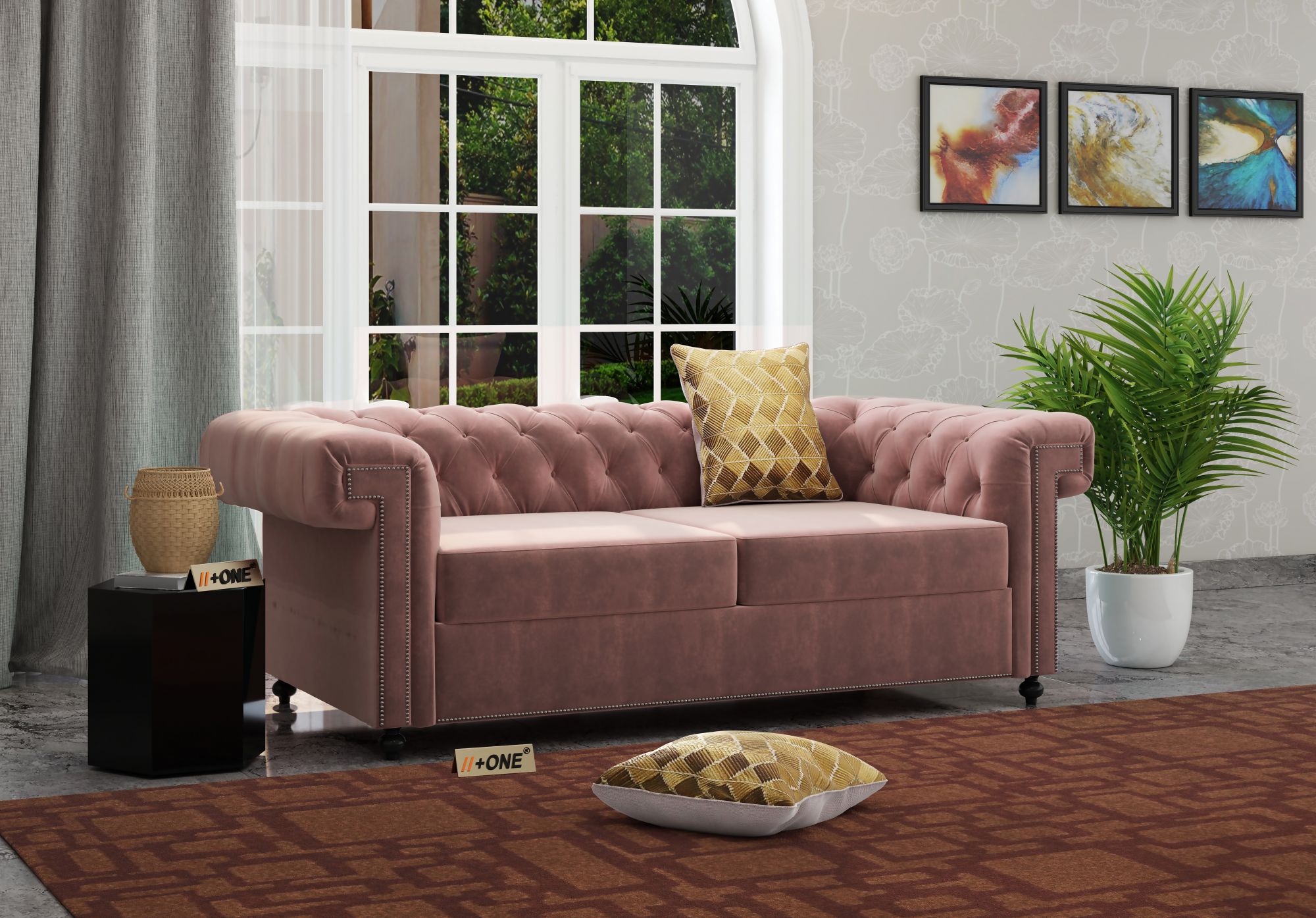 Octa Rose Dust 2 Seater Sofa