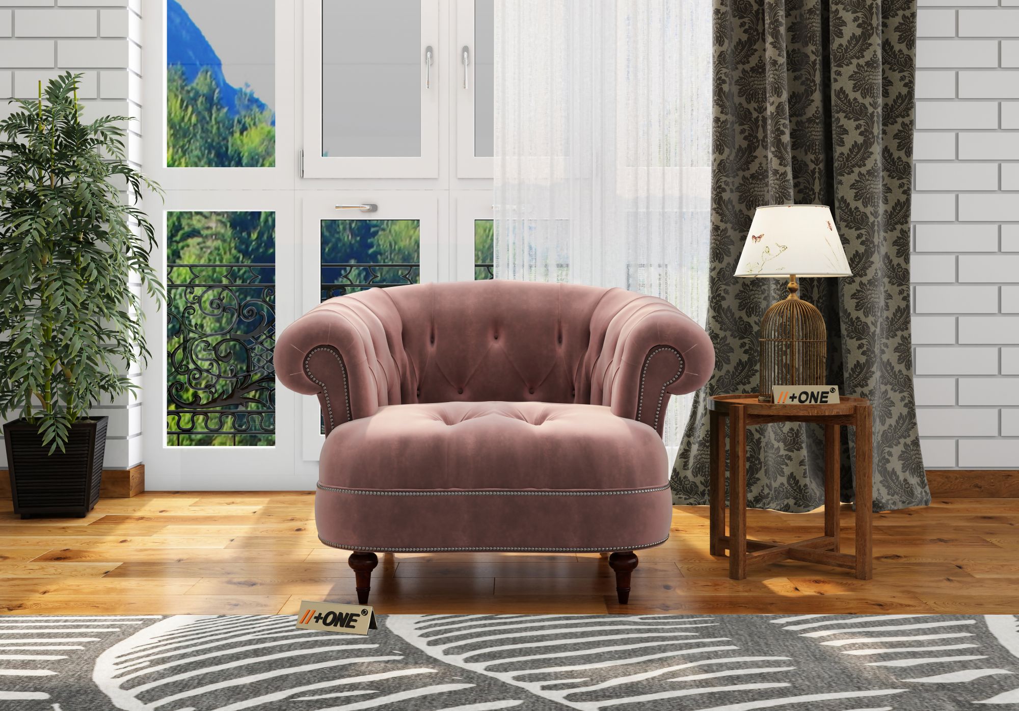 Duke Rose Dust 1 Seater Sofa