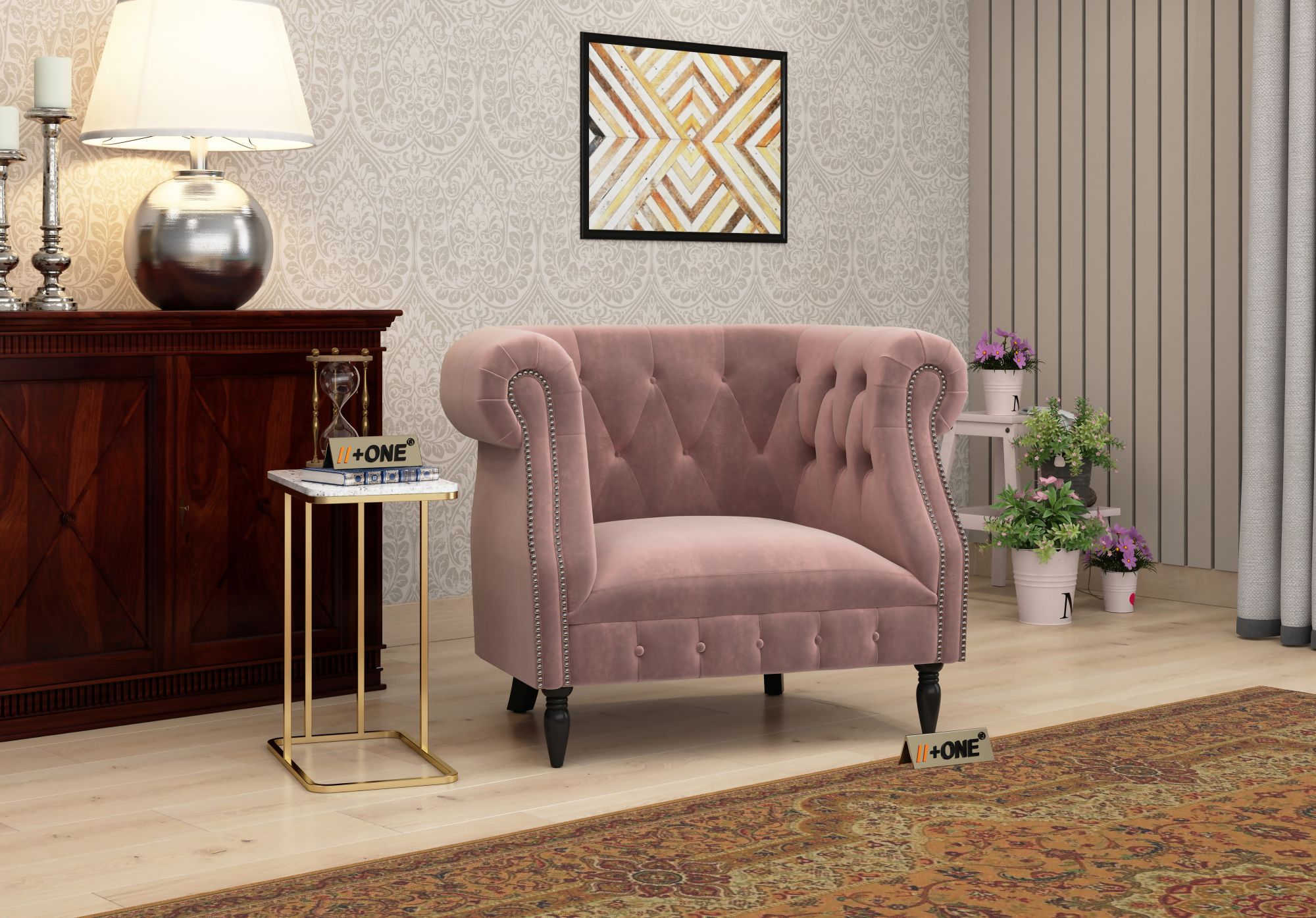 Baron Rose Dust 1 Seater Sofa