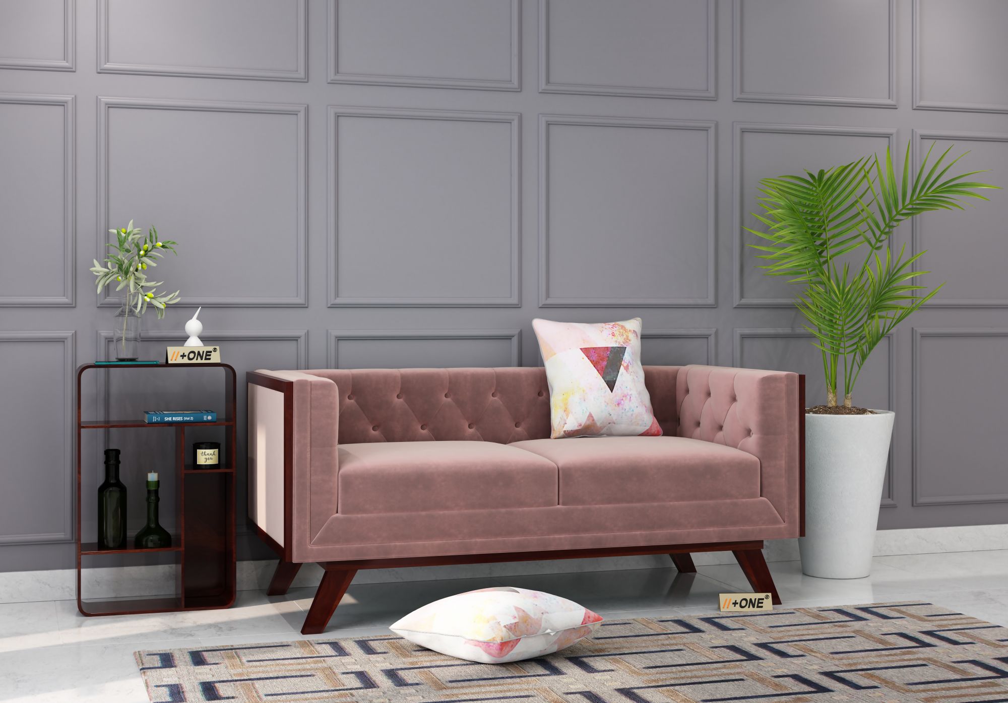 Syros Rose Dust 2 Seater Sofa