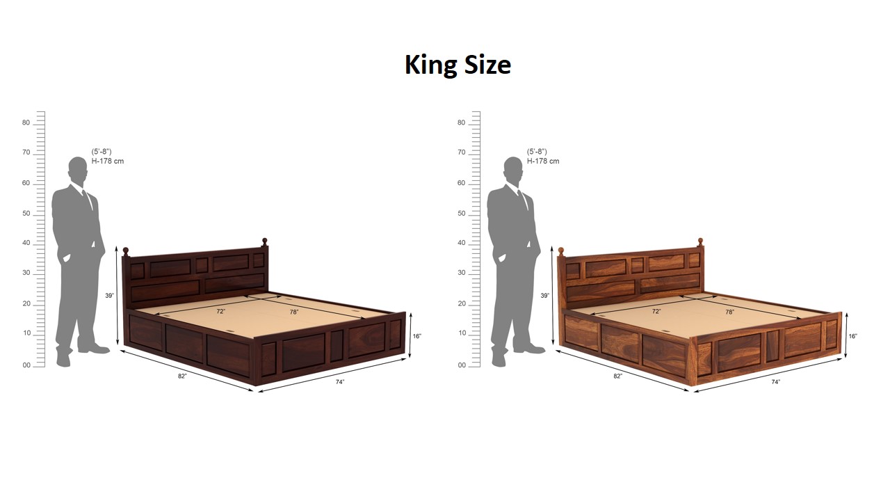 Imperial Wooden Bed With Box Storage King Size Walnut Finish