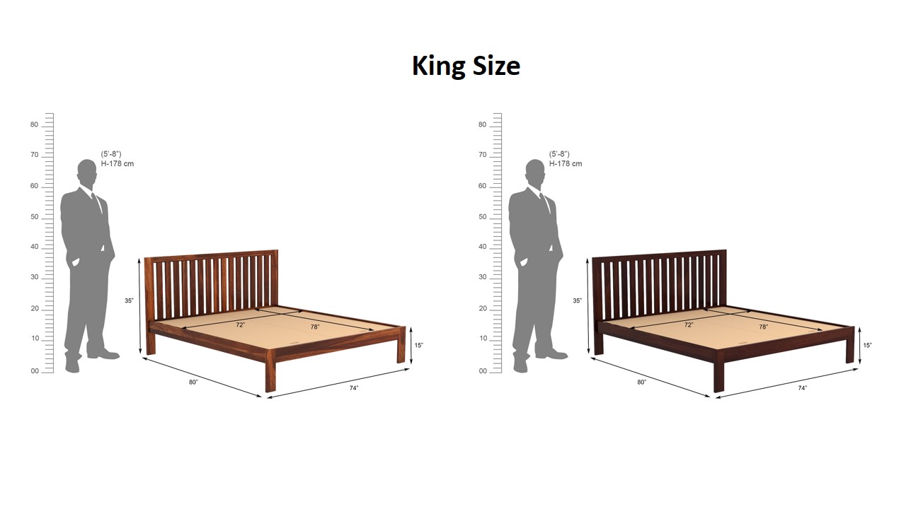 Caviar Bed Without Storage King Size Walnut Finish