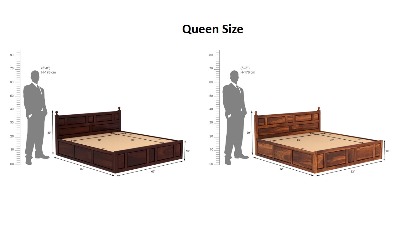 Imperial Wooden Bed With Box Storage Queen Size Teak Finish