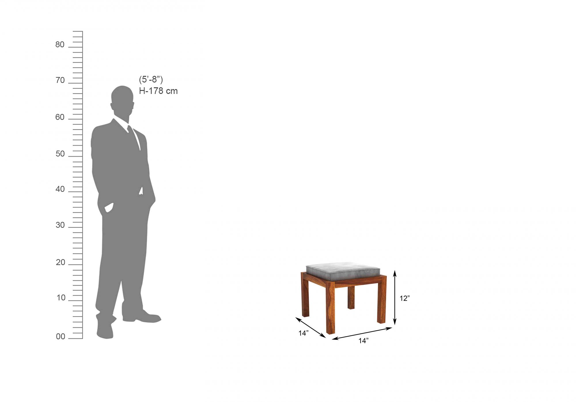 Grande Sheesham Wood Coffee Table with 4 Stools Teak Grey