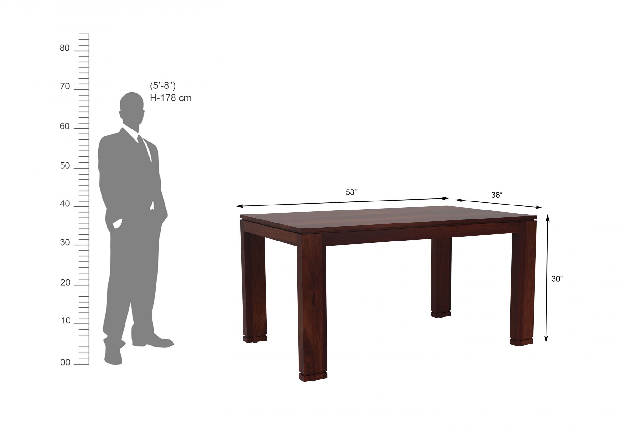 Capri Sheesham Wood Dining Table 6 Seater