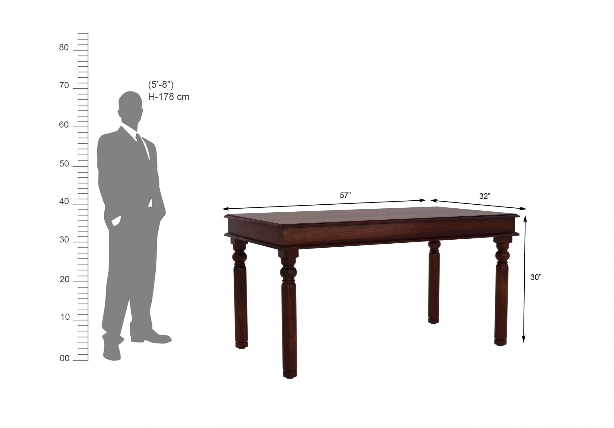 Indus Sheesham Wood Dining Table 6 Seater