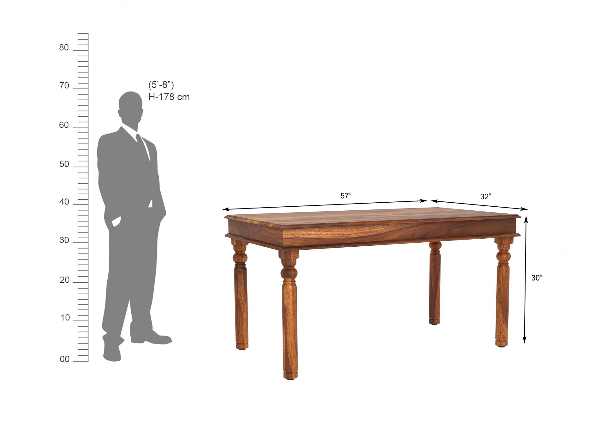 Indus Sheesham Wood Dining Table 6 Seater