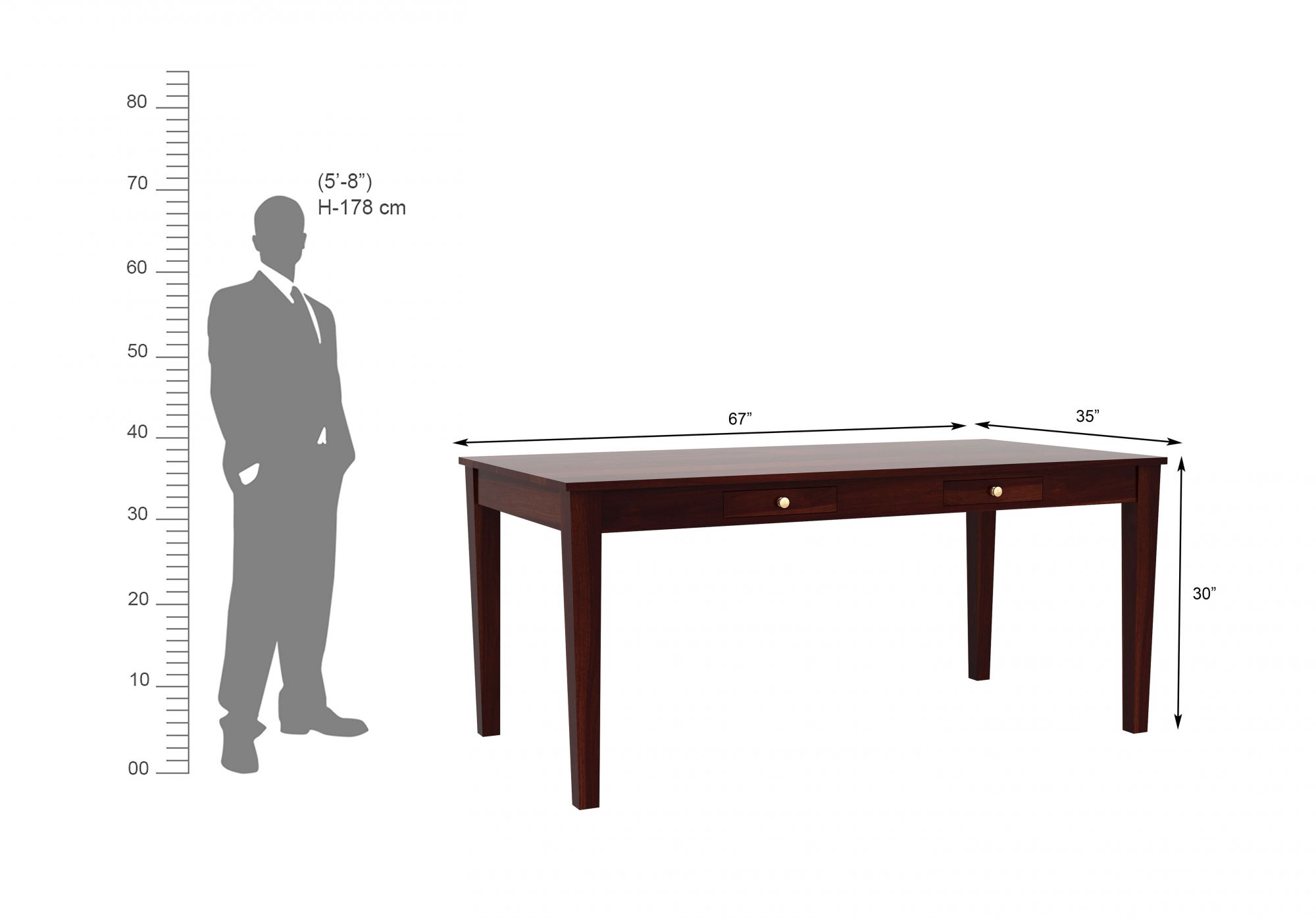 Rocha Sheesham Wood Dining Table 6 Seater