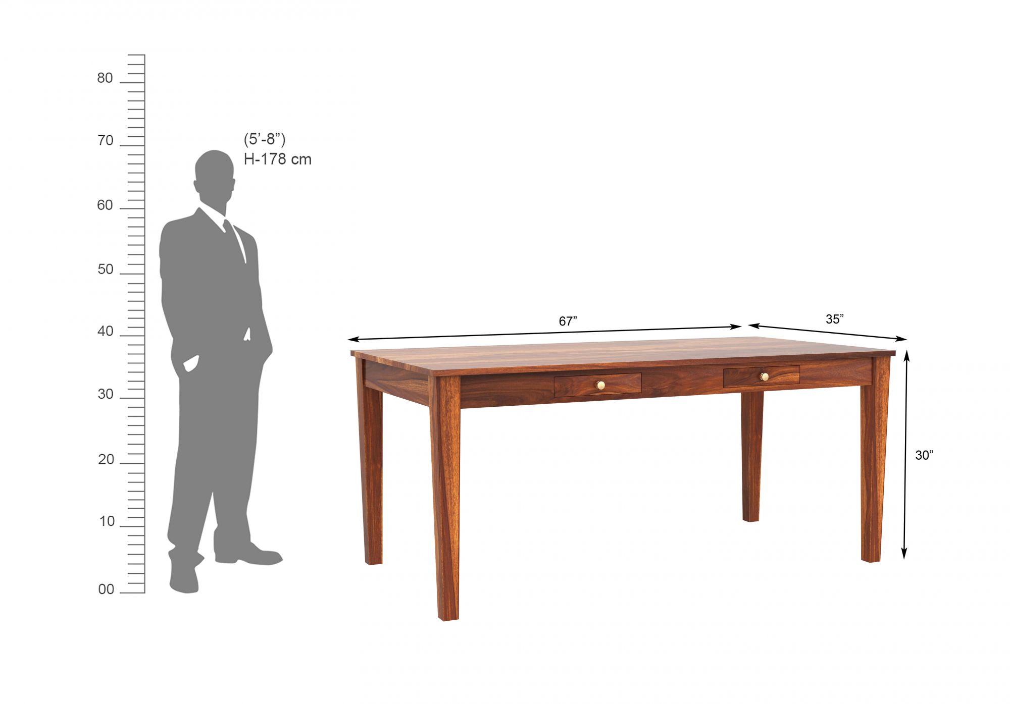 Rocha Sheesham Wood Dining Table 6 Seater