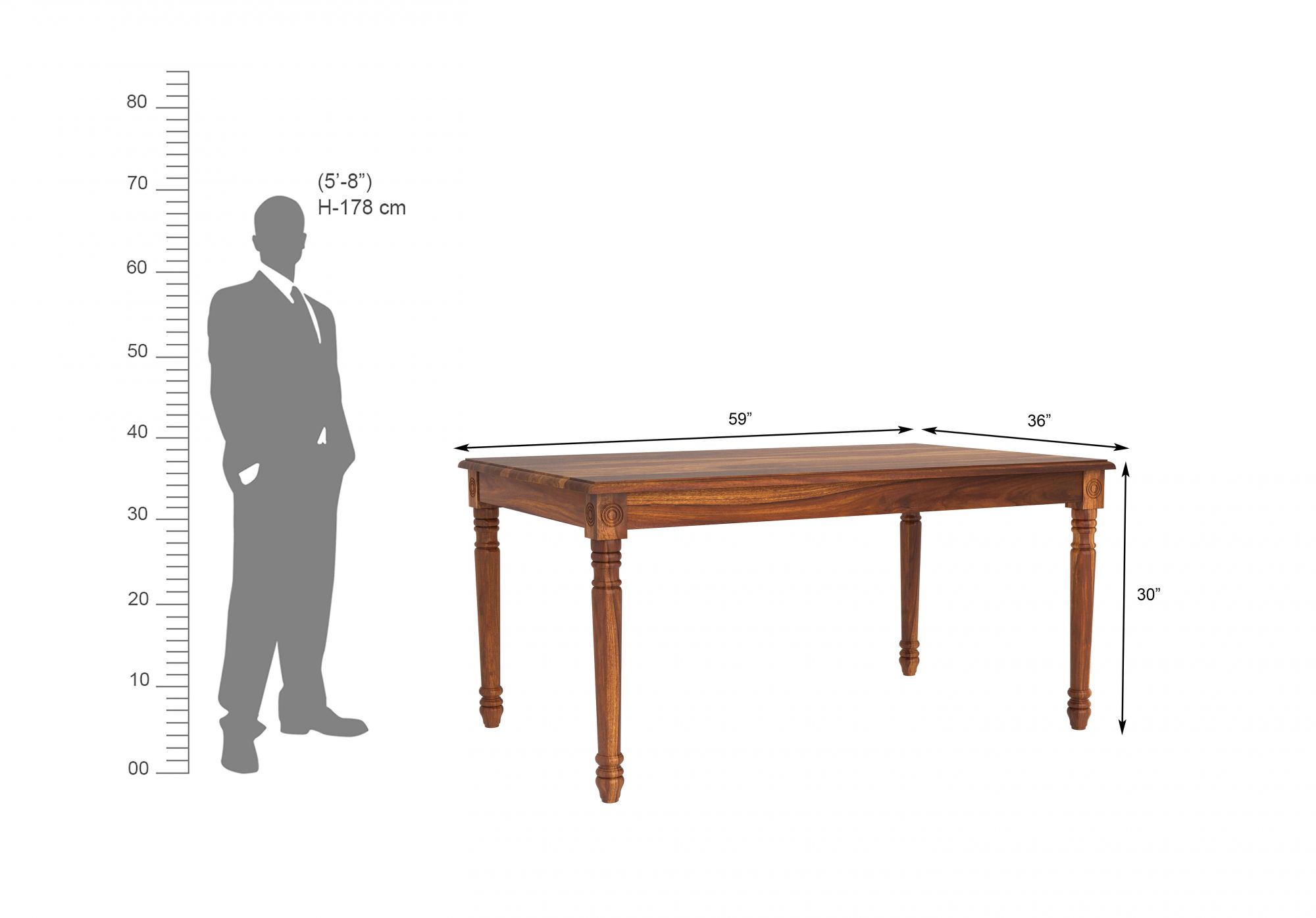 Harris Sheesham Wood Dining Table 6 Seater