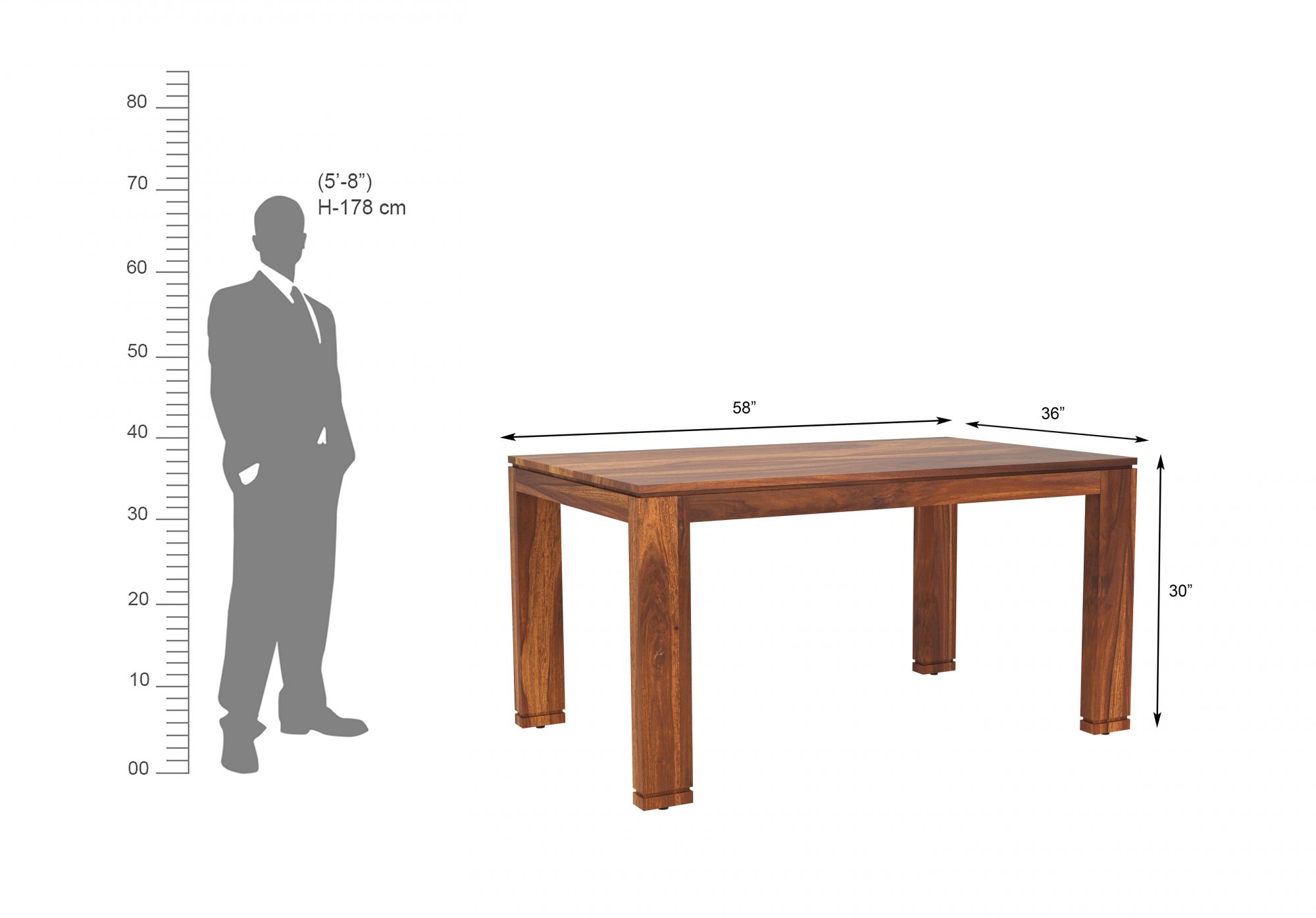 Capri Sheesham Wood Dining Table 6 Seater