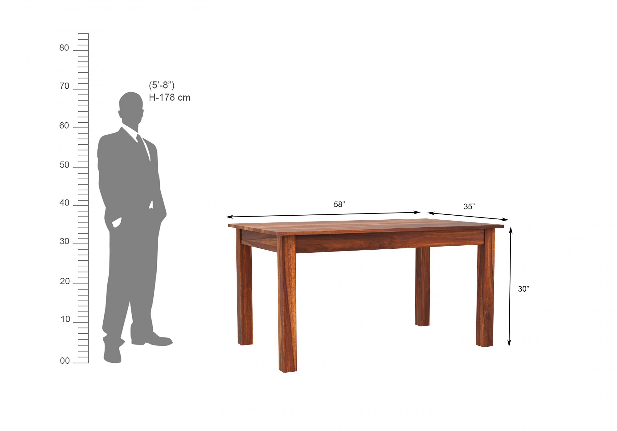 Nile Sheesham Wood Dining Table 6 Seater