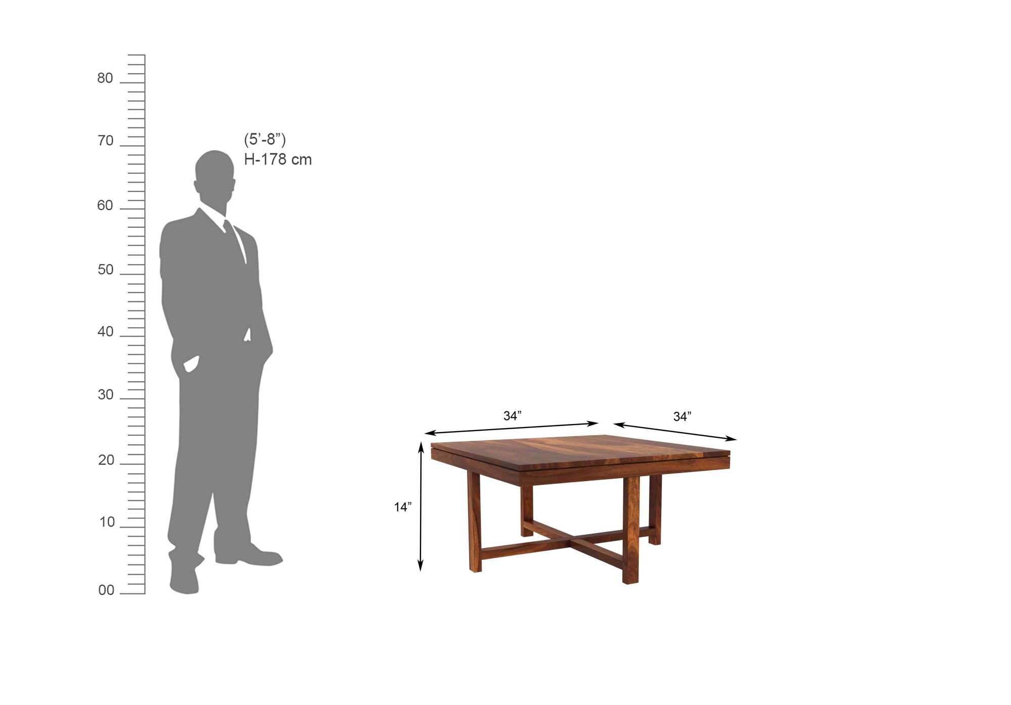 Timor Sheesham Wood Coffee Table with Stools Teak Beige