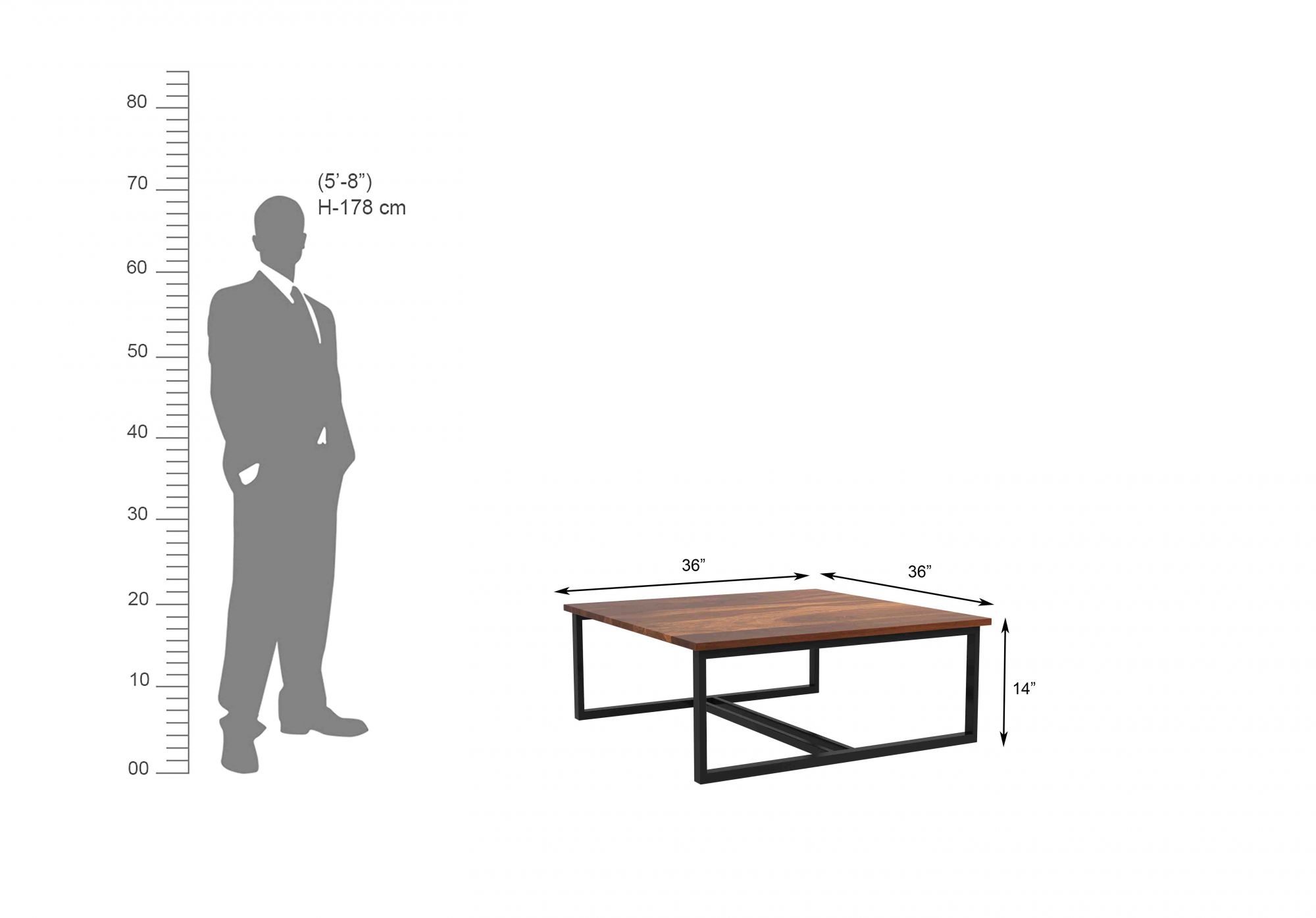 Falon 4 Stool Coffee Table Grey Teak