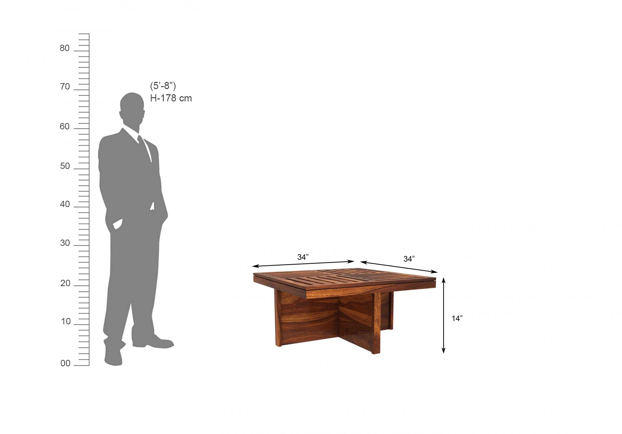 Grande Sheesham Wood Coffee Table with 4 Stools Teak Beige