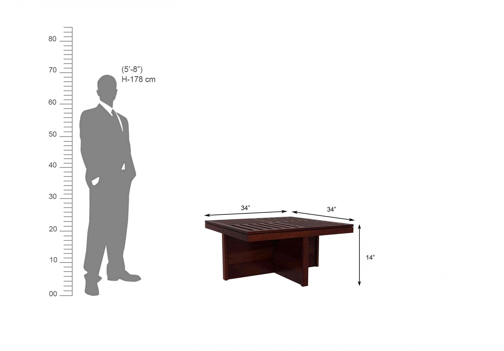 Grande Sheesham Wood Coffee Table with 4 Stools Walnut Beige