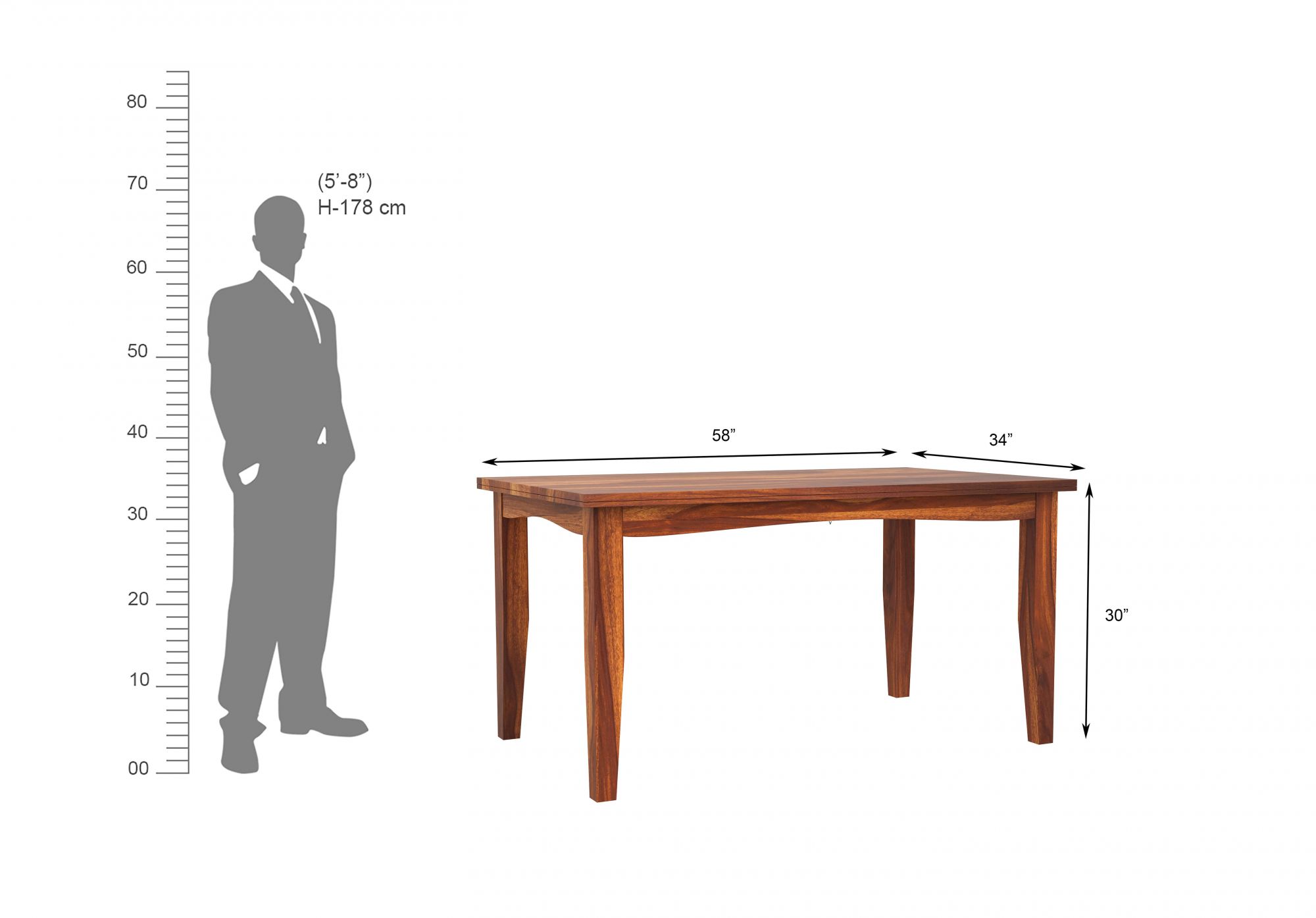 Chang Sheesham Wood Dining Table 6 Seater