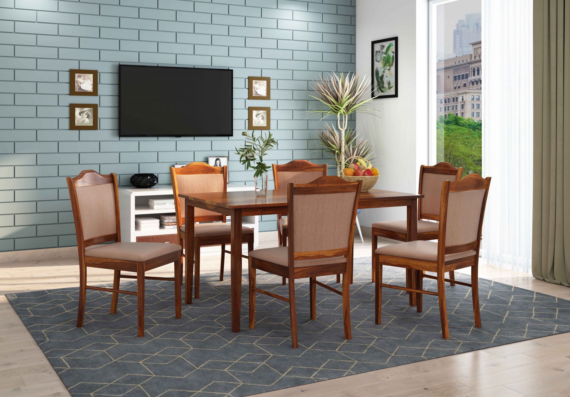 Angara Sheesham Wood Dining Table 6 Seater