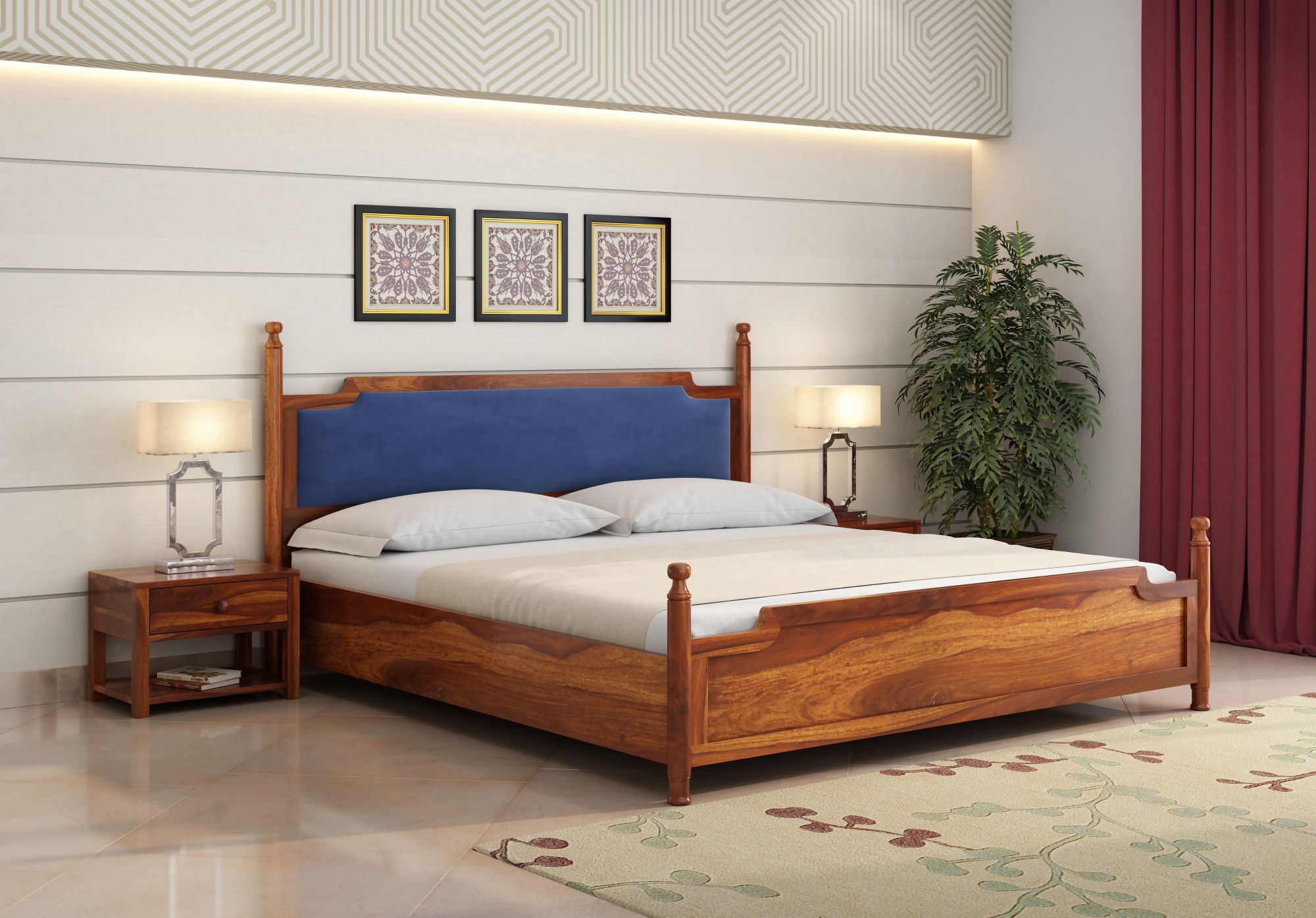 Adams Bed Without Storage King Size Walnut Finish