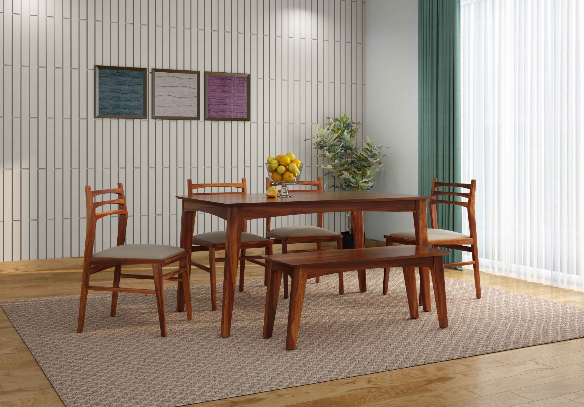 Gozo Sheesham Wood Dining Table 6 Seater