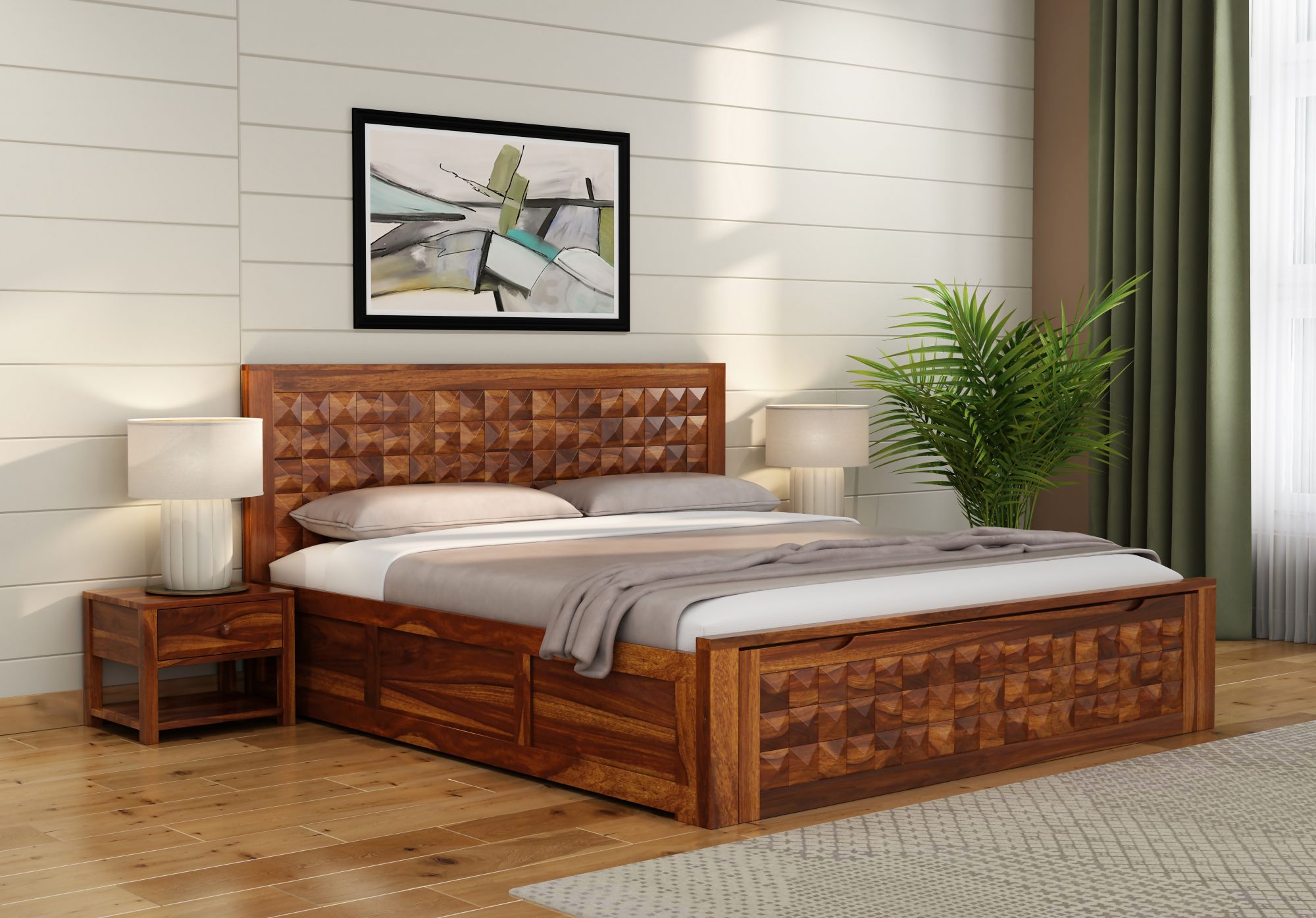 Diamond Bed HQ with Drawer and Box Storage