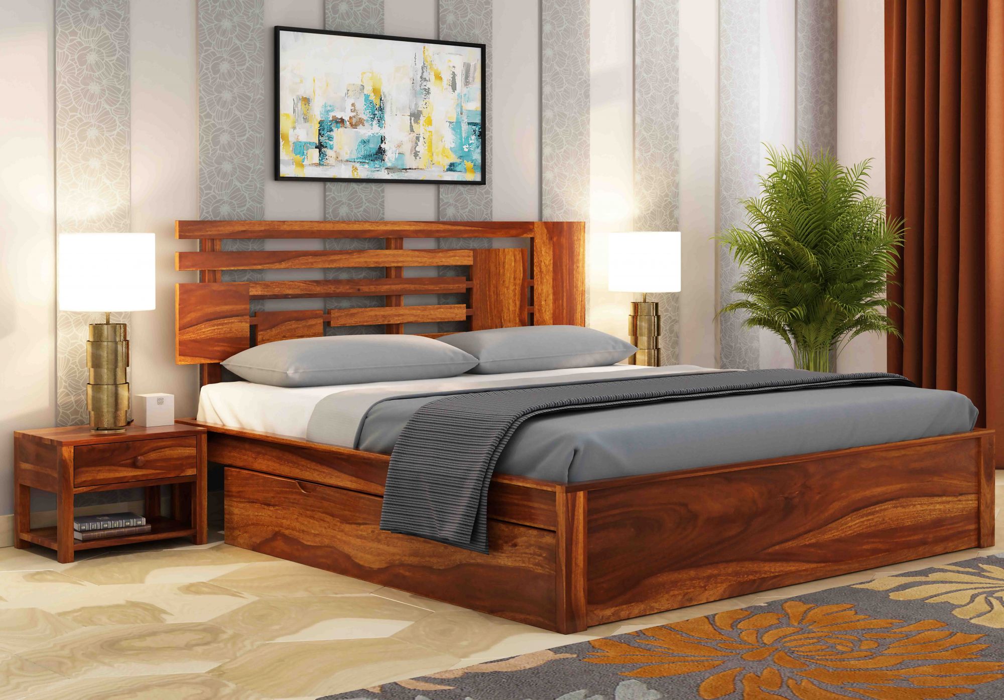 Borneo Bed With Side Drawer