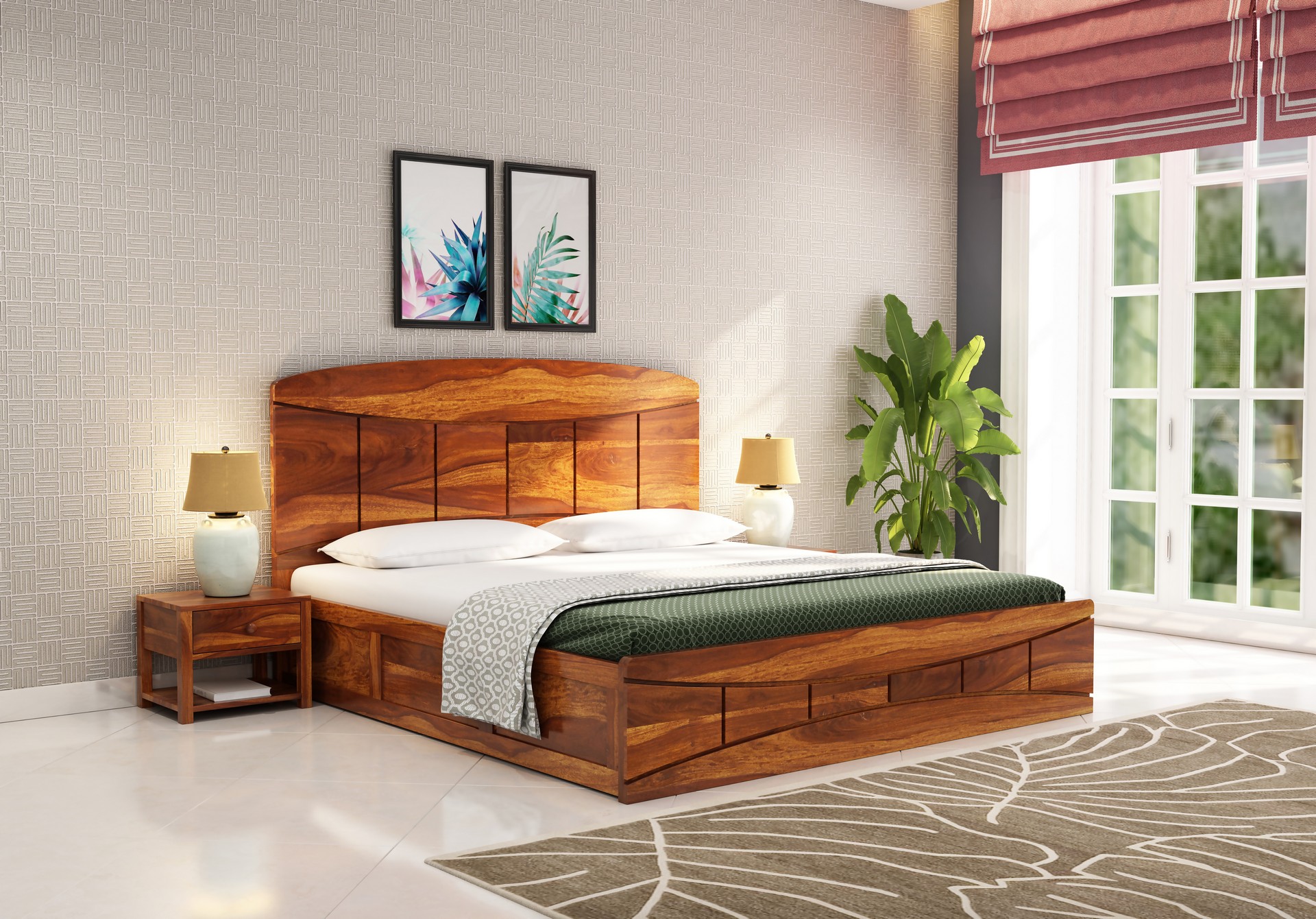 Cedar Bed With Box Storage