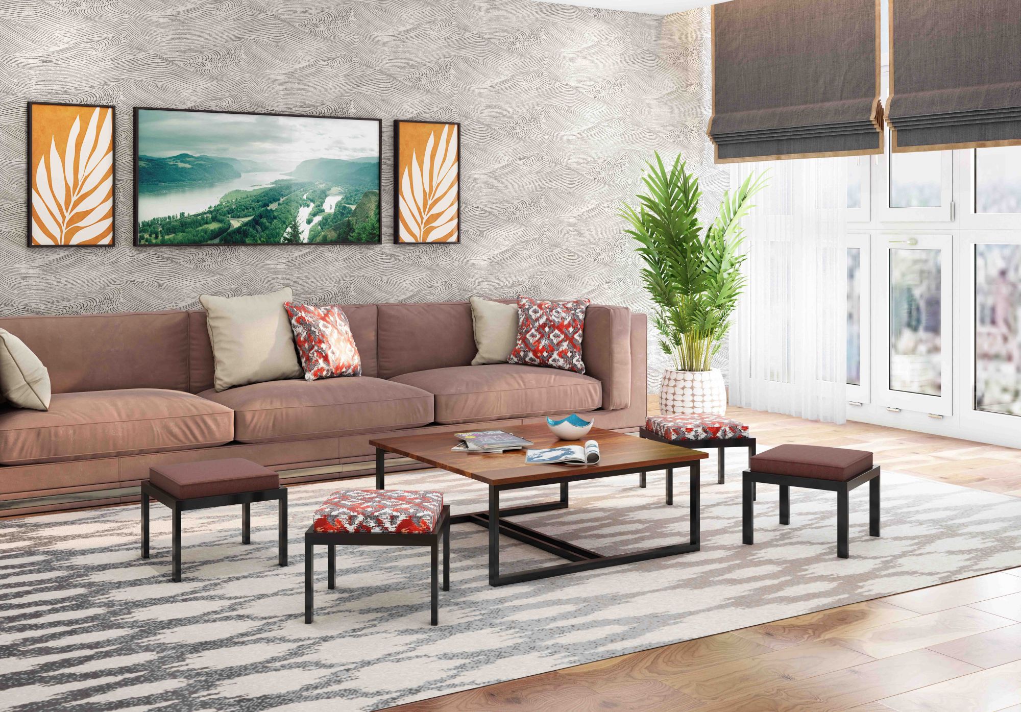 Falon 4 Stool Coffee Table