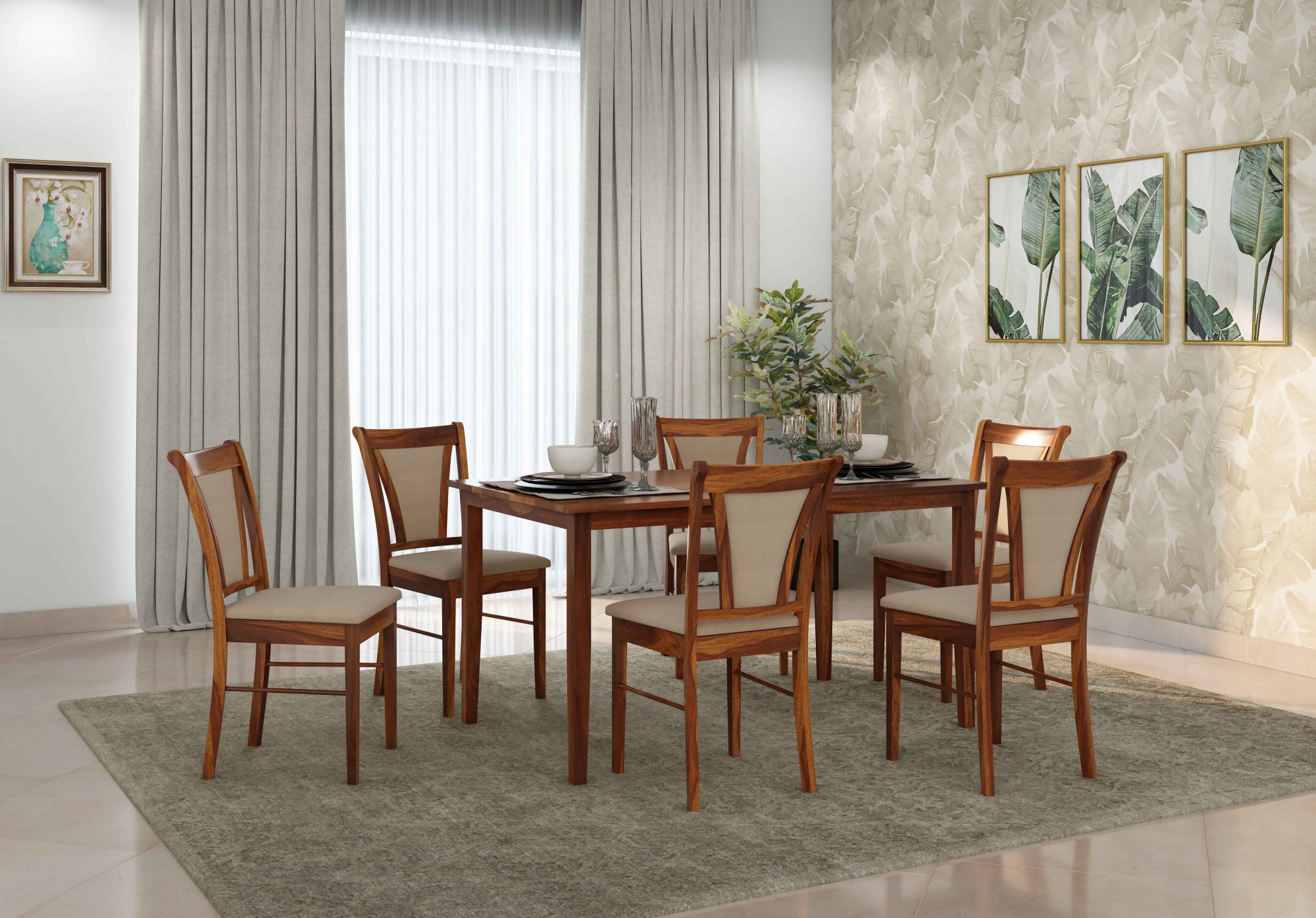 Niger Sheesham Wood Dining Table 6 Seater