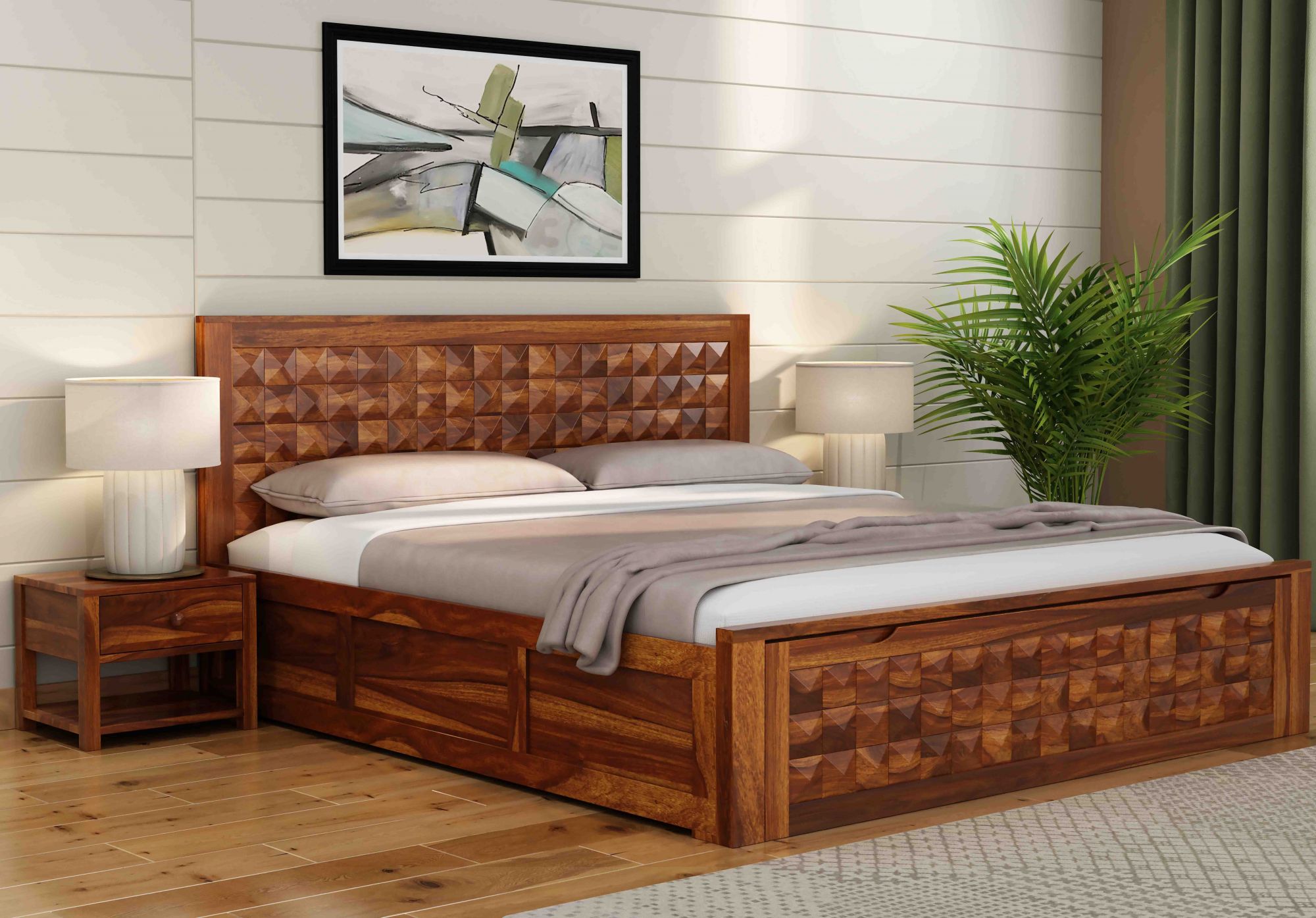 Diamond Bed HQ with Drawer and Box Storage