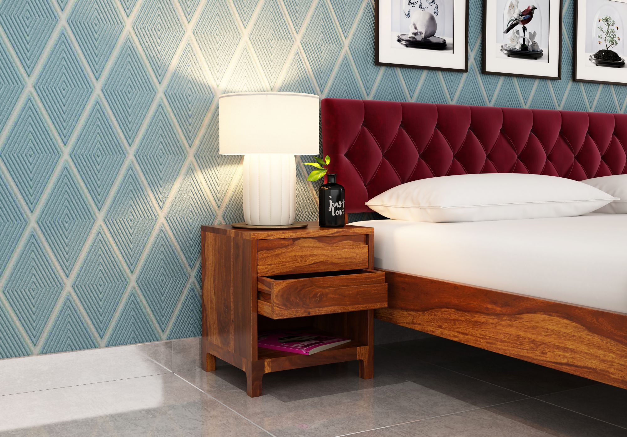 Jonson Bedside Table Teak finish