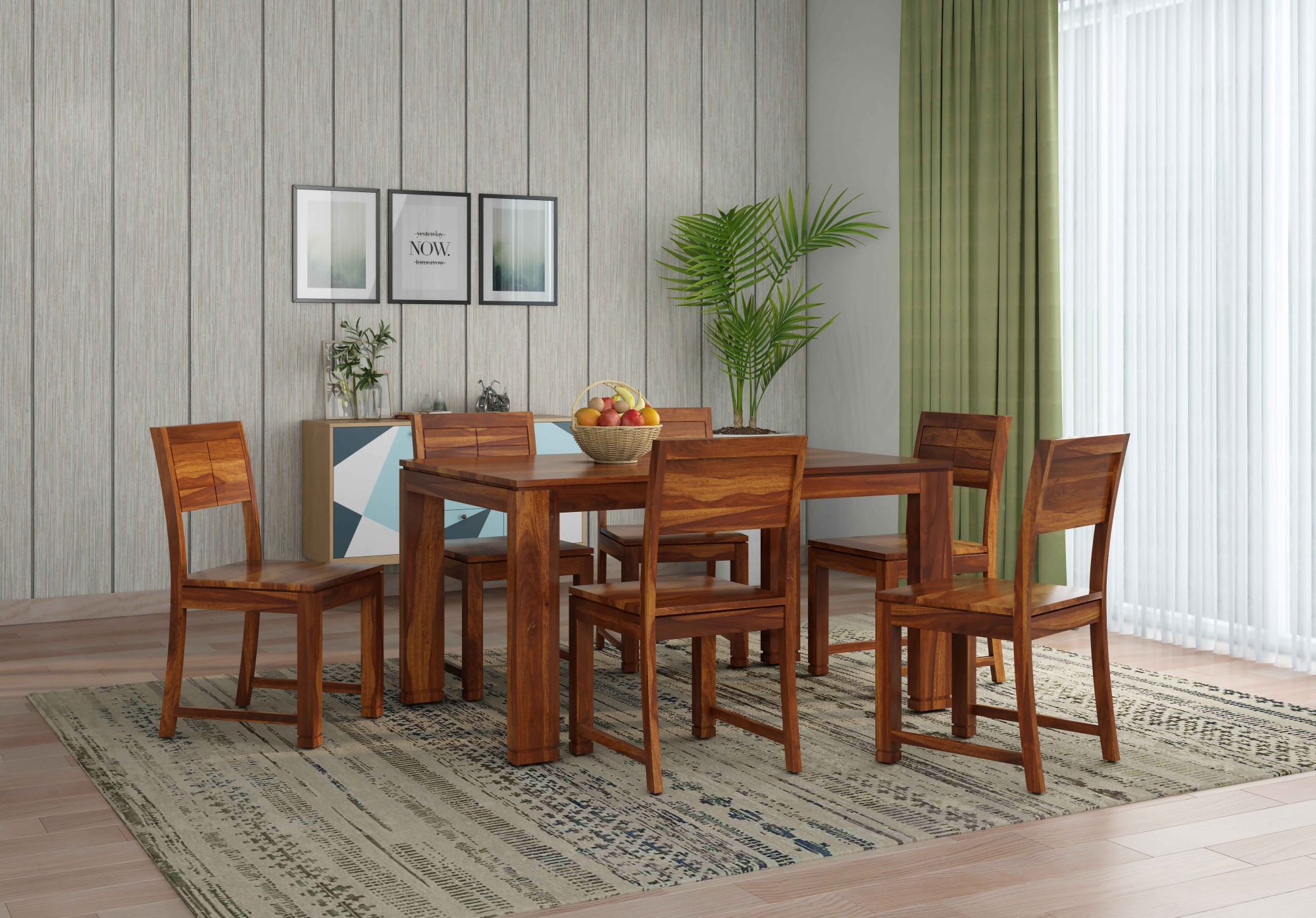 Capri Sheesham Wood Dining Table 6 Seater