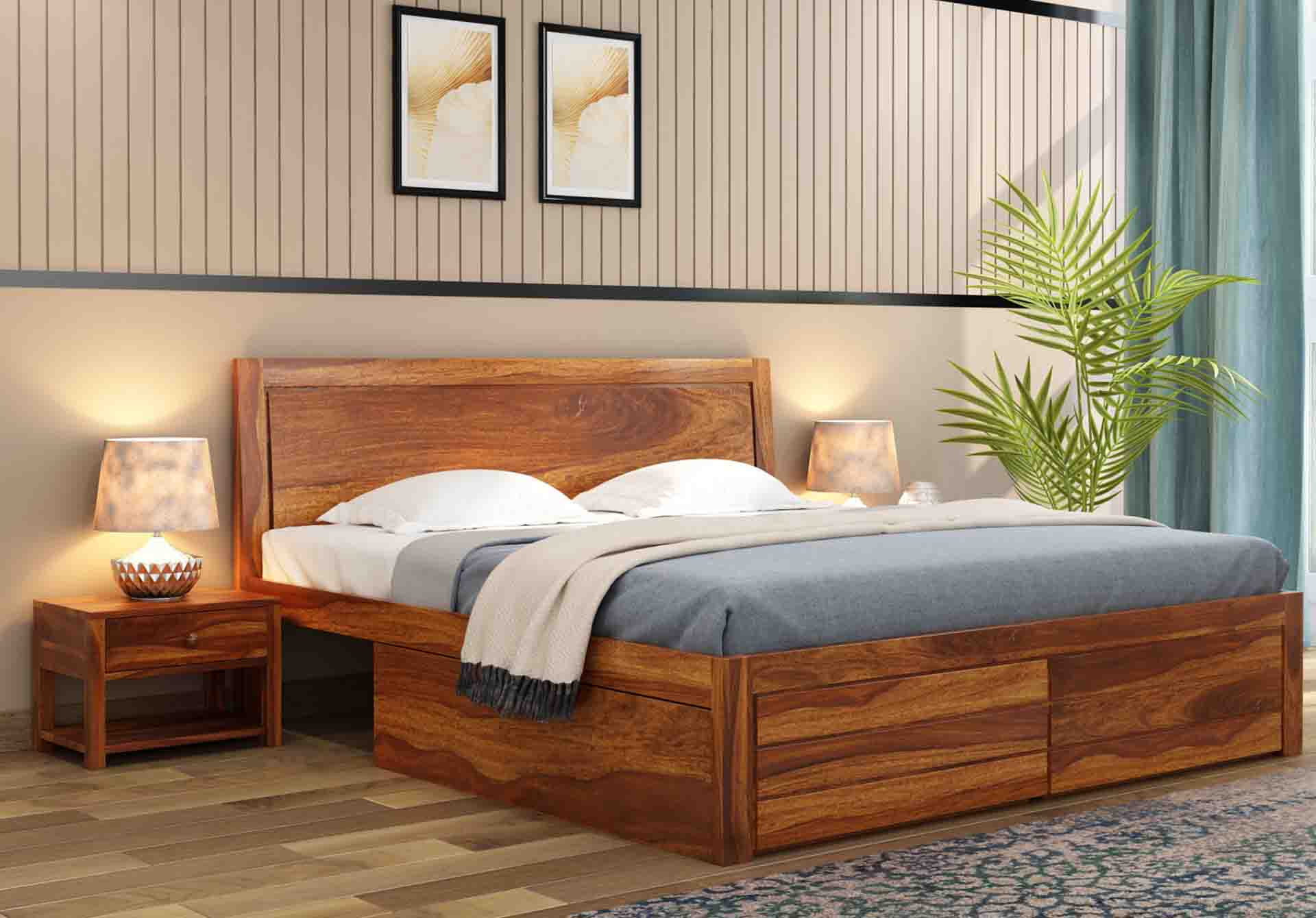Baffin Sheesham Wood Bed With Side Drawer